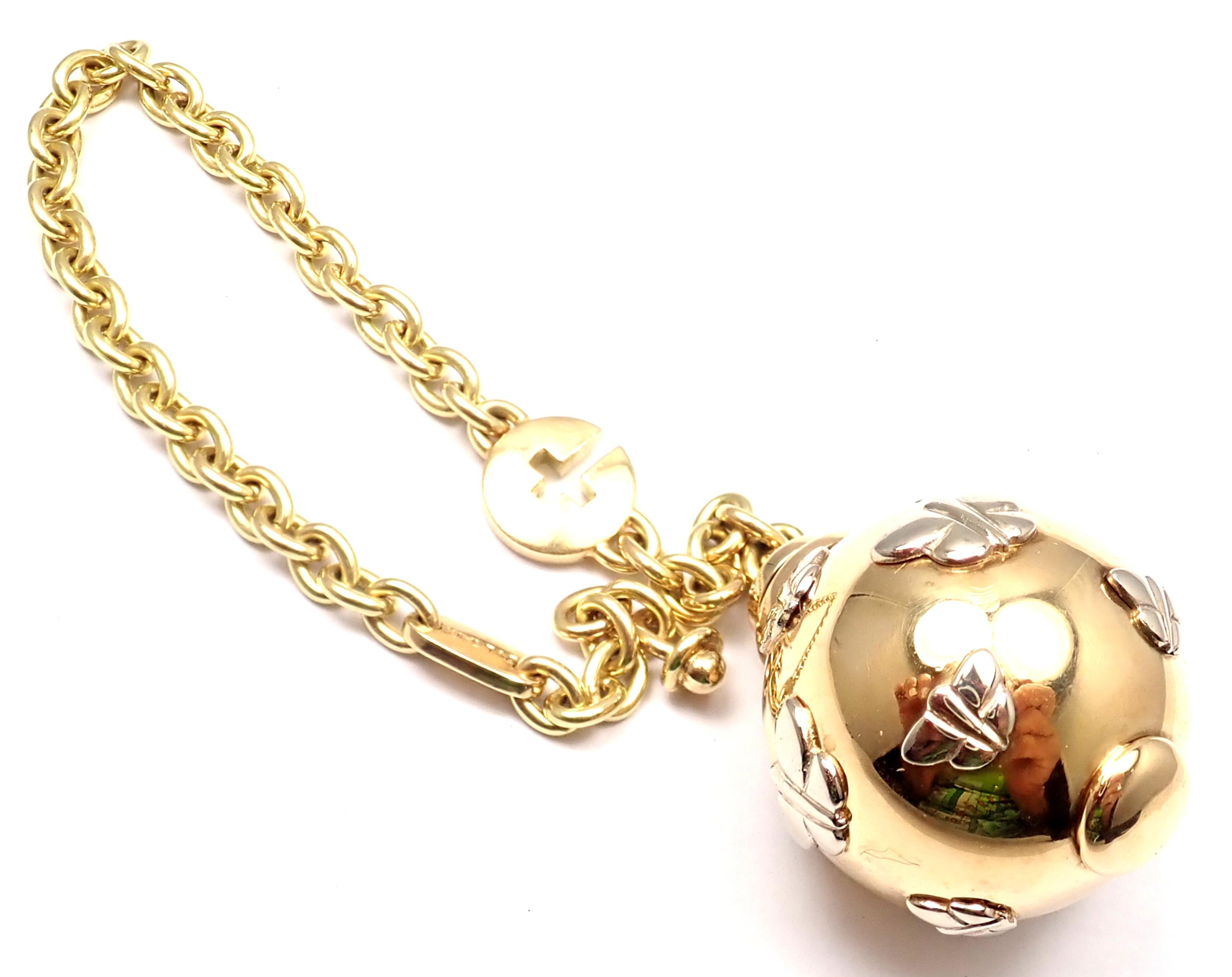 Bulgari Butterfly Globe Yellow and White Gold Keychain 2