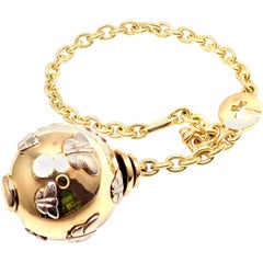 Bulgari Porte-clés globe papillon en or jaune et blanc