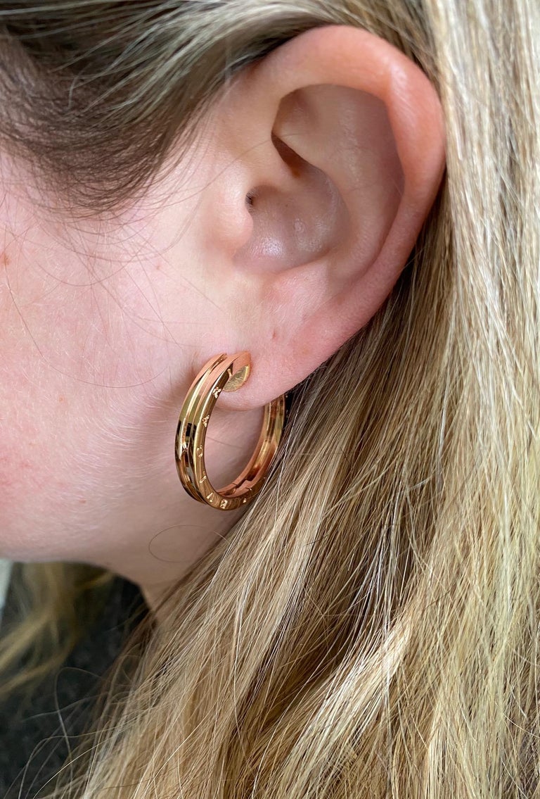 Bulgari Bvlgari B Zero1 18 Karat Rose Pink Gold Hoop Earrings Large At 1stdibs