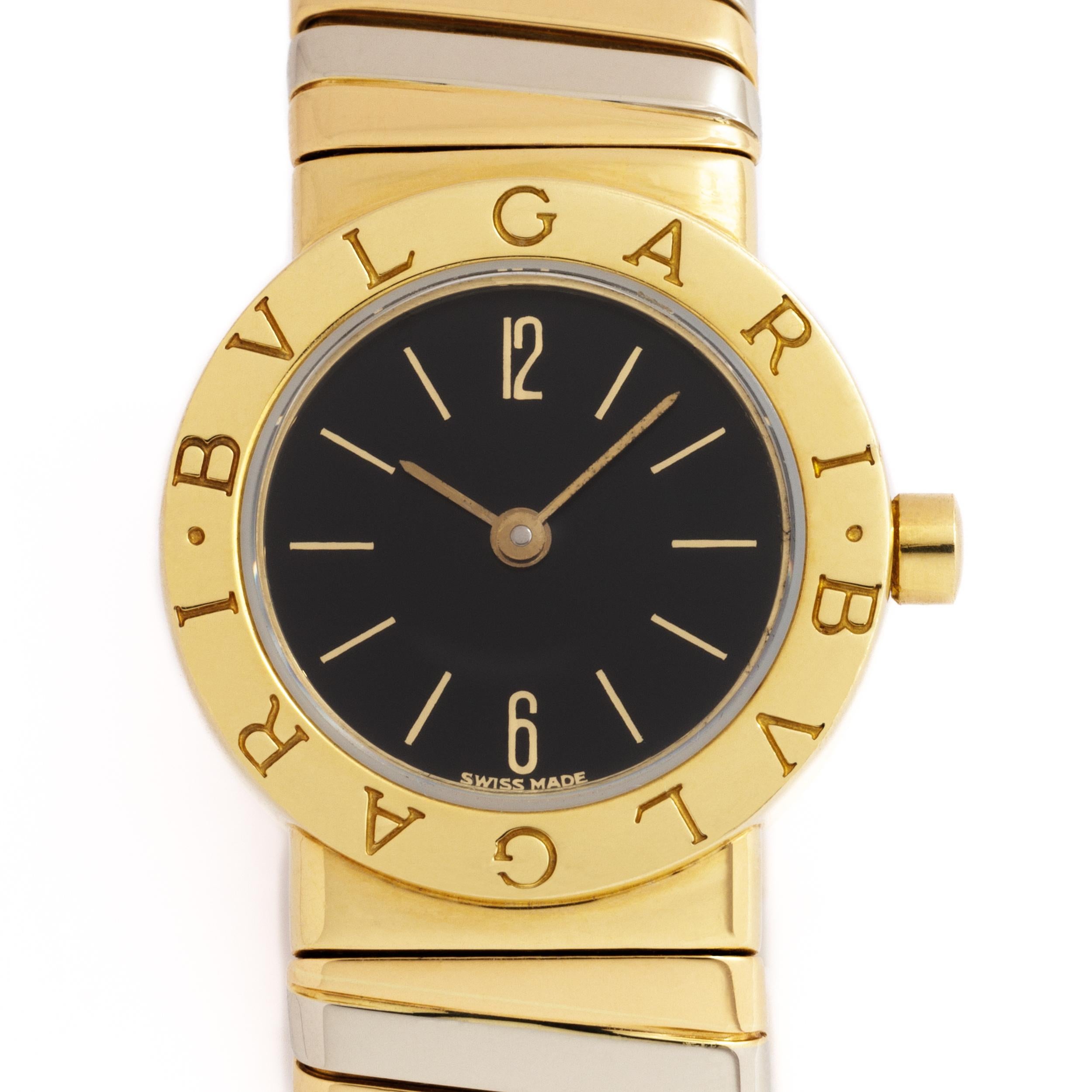 Bulgari Bvlgari 18 Karat Tri-Color Gold Model BB232T 23mm Tubogas Watch In Good Condition For Sale In New York, NY