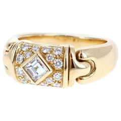 Bulgari Bvlgari 18 Karat Yellow Gold and Diamond Ring 8.8g