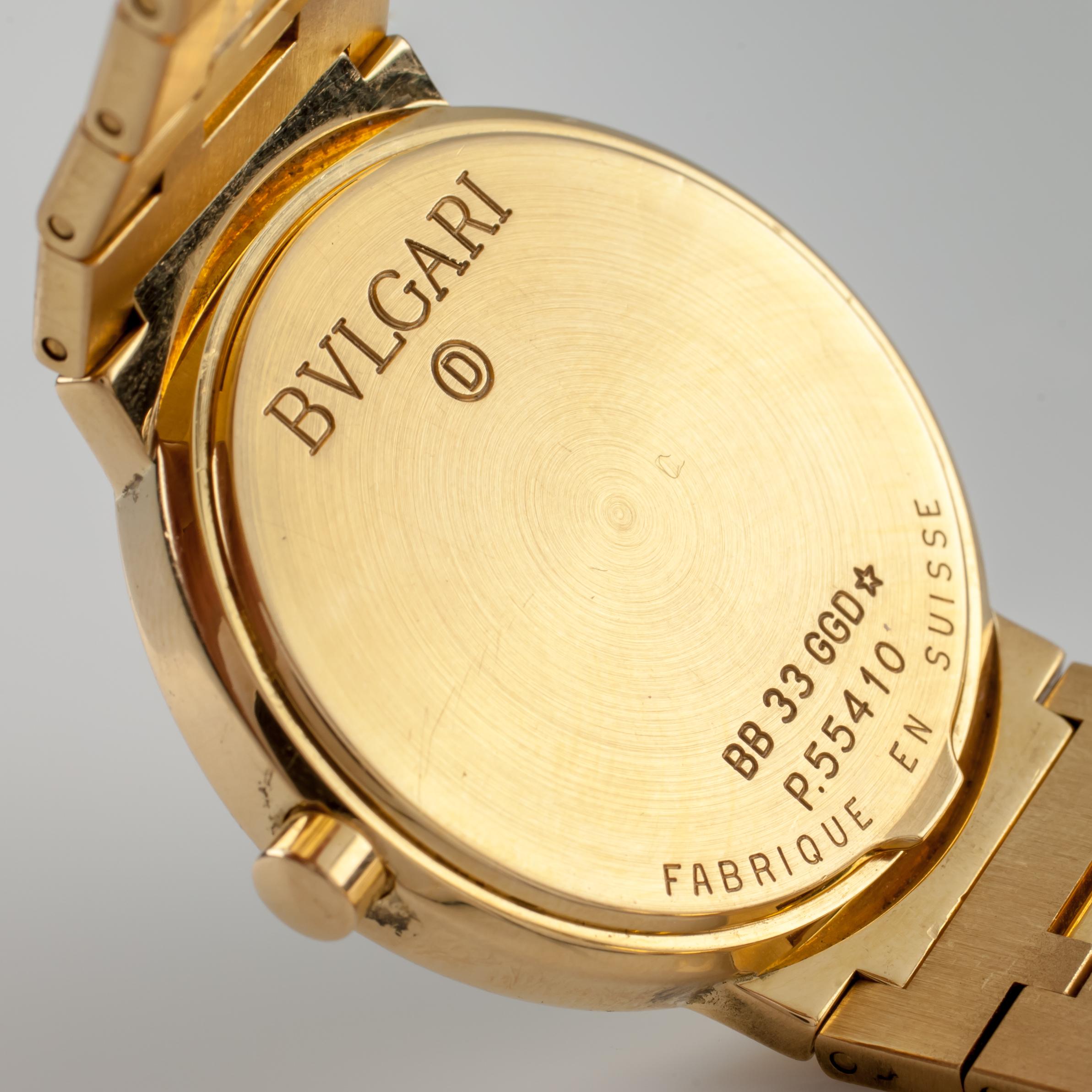 Women's Bulgari Bvlgari 18 Karat Yellow Gold Quartz Watch with Leather Pouch BB 33 GGD