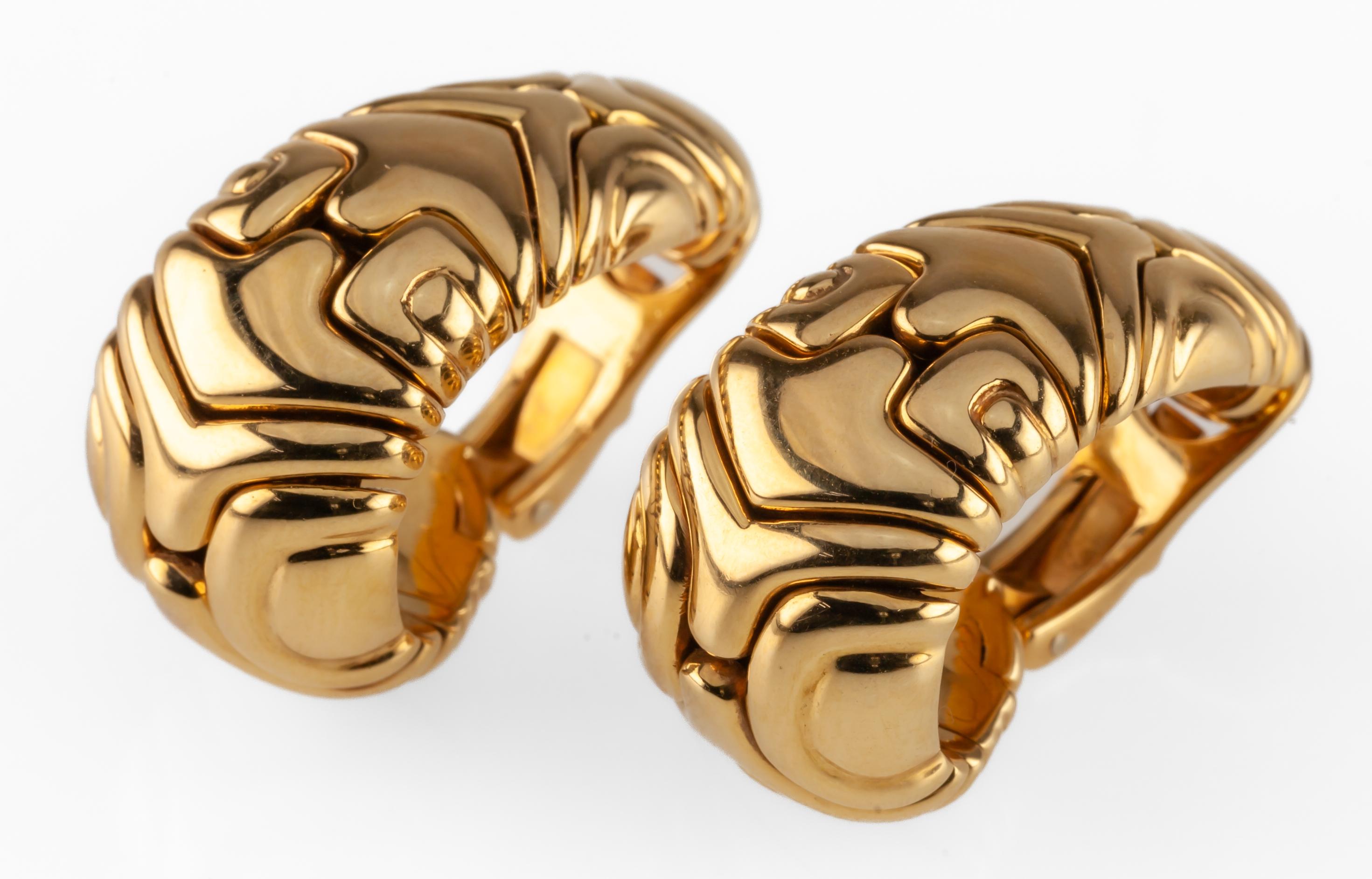 Modern Bulgari Bvlgari 18k Yellow Gold Alveare Ear Clips 1989 Gorgeous!