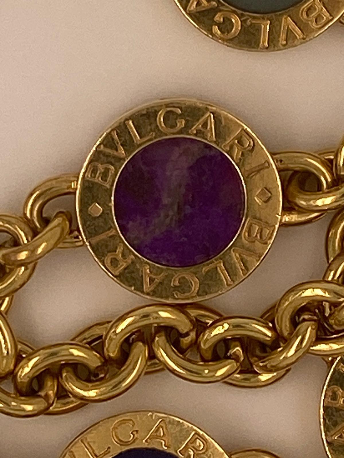 Bulgari Bvlgari 18k Yellow Gold Semi-Precious Gemstone Chain Necklace 31.5