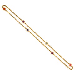 Bulgari Bvlgari 18k Gelbgold Halbedelstein-Halskette mit Edelsteinkette Halskette 31,5"