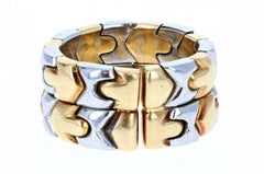 Bulgari Bvlgari 18k Yellow Gold & SS Parentesi Double Stack Flex Band Ring 10.2g