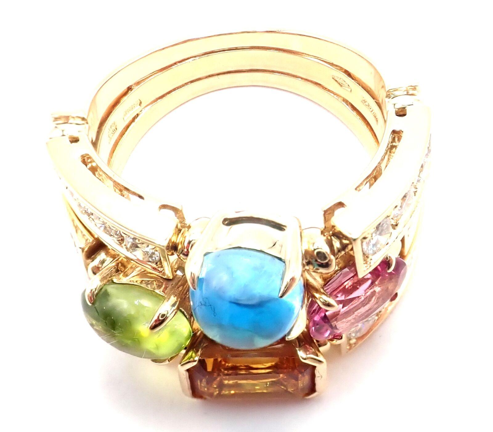 Bulgari Bvlgari Allegra Anillo de Oro Amarillo con Diamante Peridoto Turmalina Citrino 6