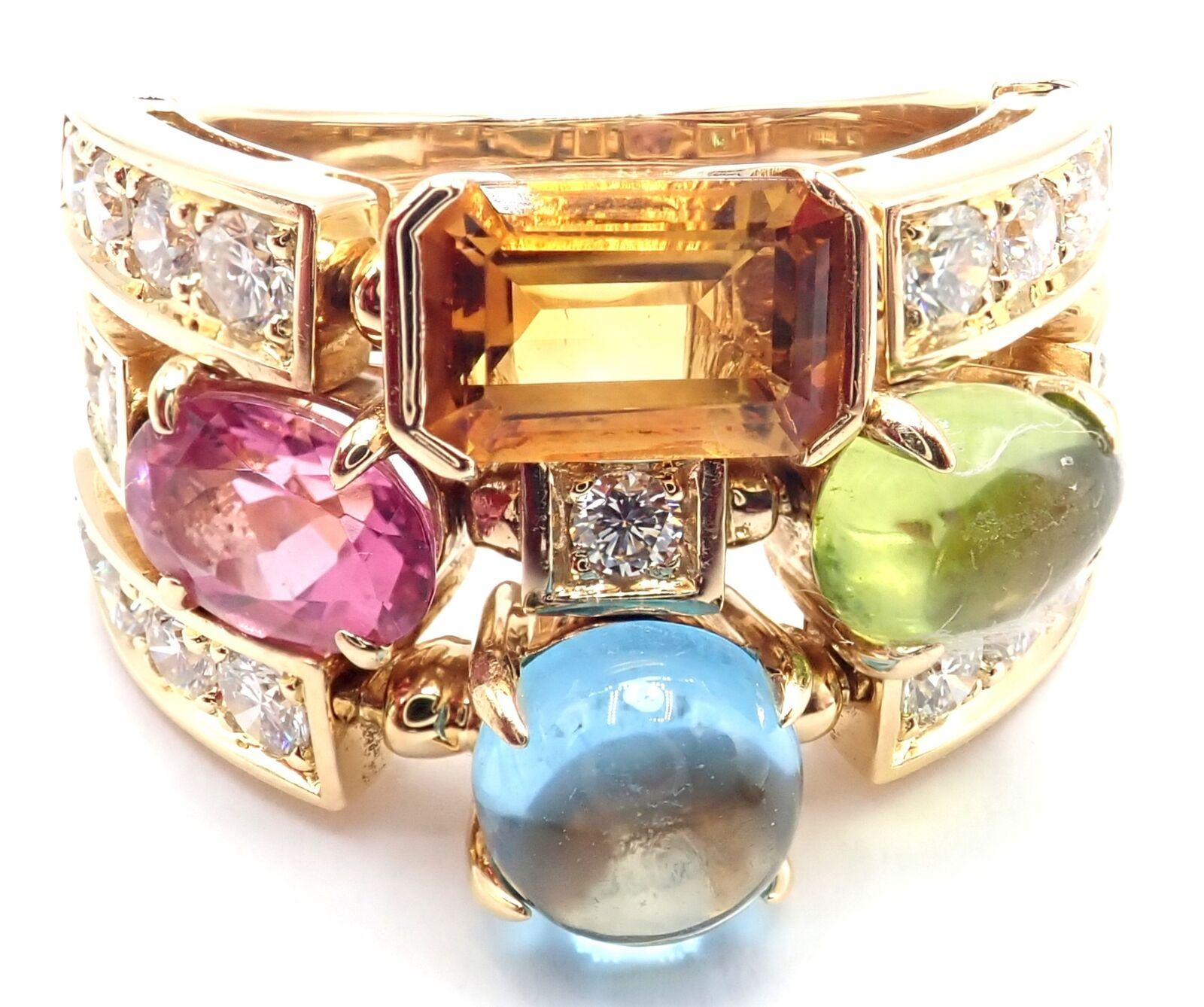 Bulgari Bvlgari Allegra Anillo de Oro Amarillo con Diamante Peridoto Turmalina Citrino Corte brillante