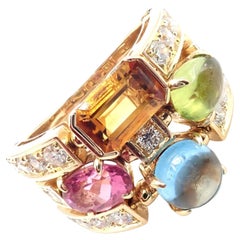 Bvlgari, bague Allegra en or jaune, diamant, péridot, tourmaline et citrine