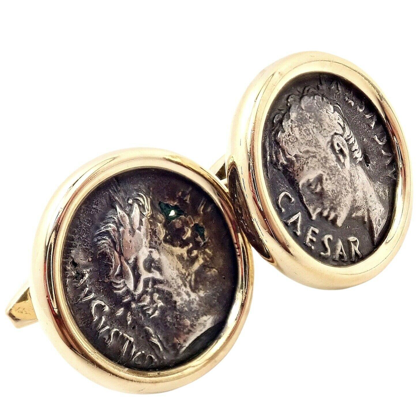 Bulgari Bvlgari Ancient Coin Caesar Moneta Yellow Gold Cufflinks 4