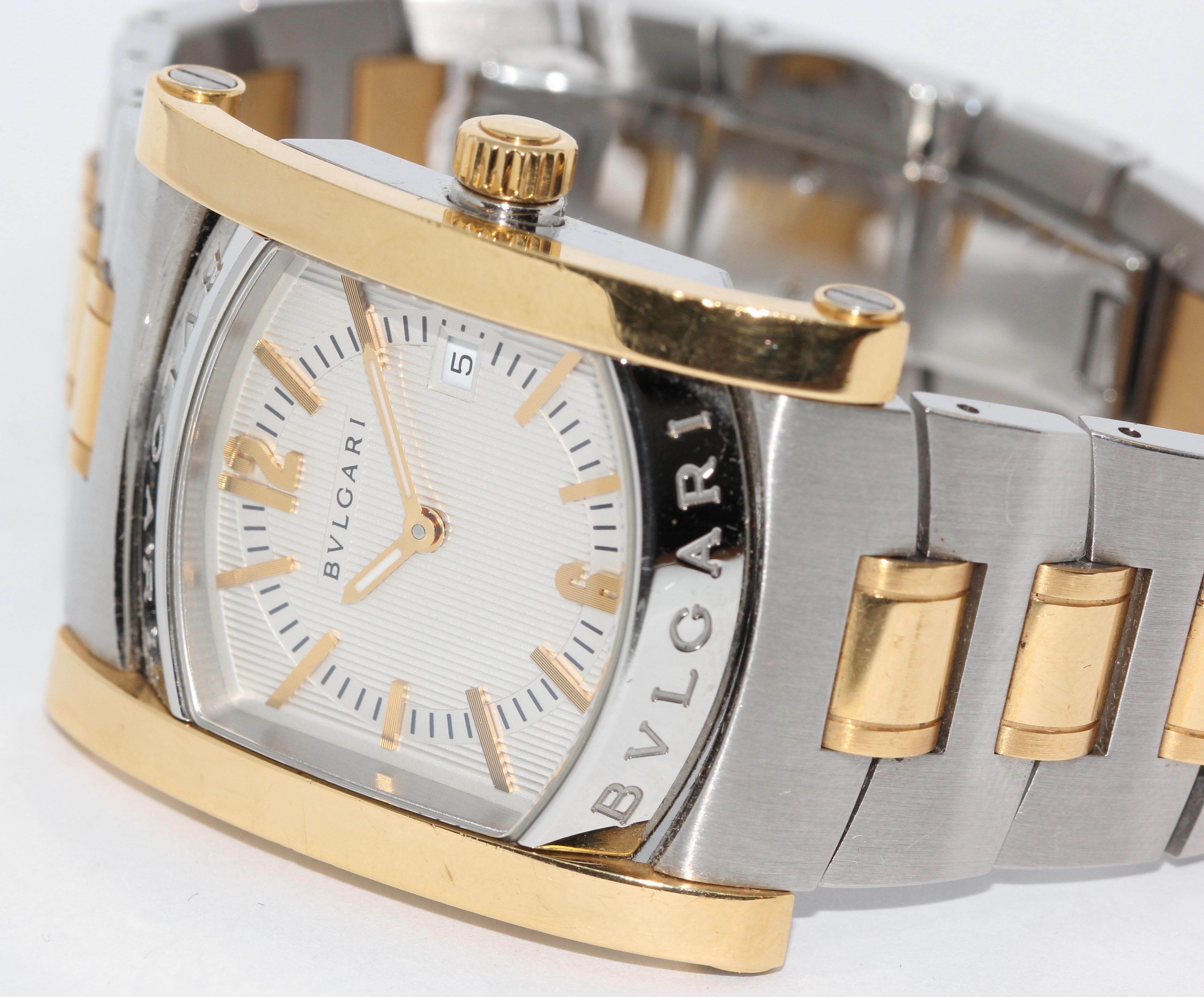 Bulgari Bvlgari Assioma Ladies Wrist Watch Steel and 18 Karat Gold. Ref. AA39SG.

Quartz movement.

Including original box and papers.

The watch receives a new battery change before shipping.