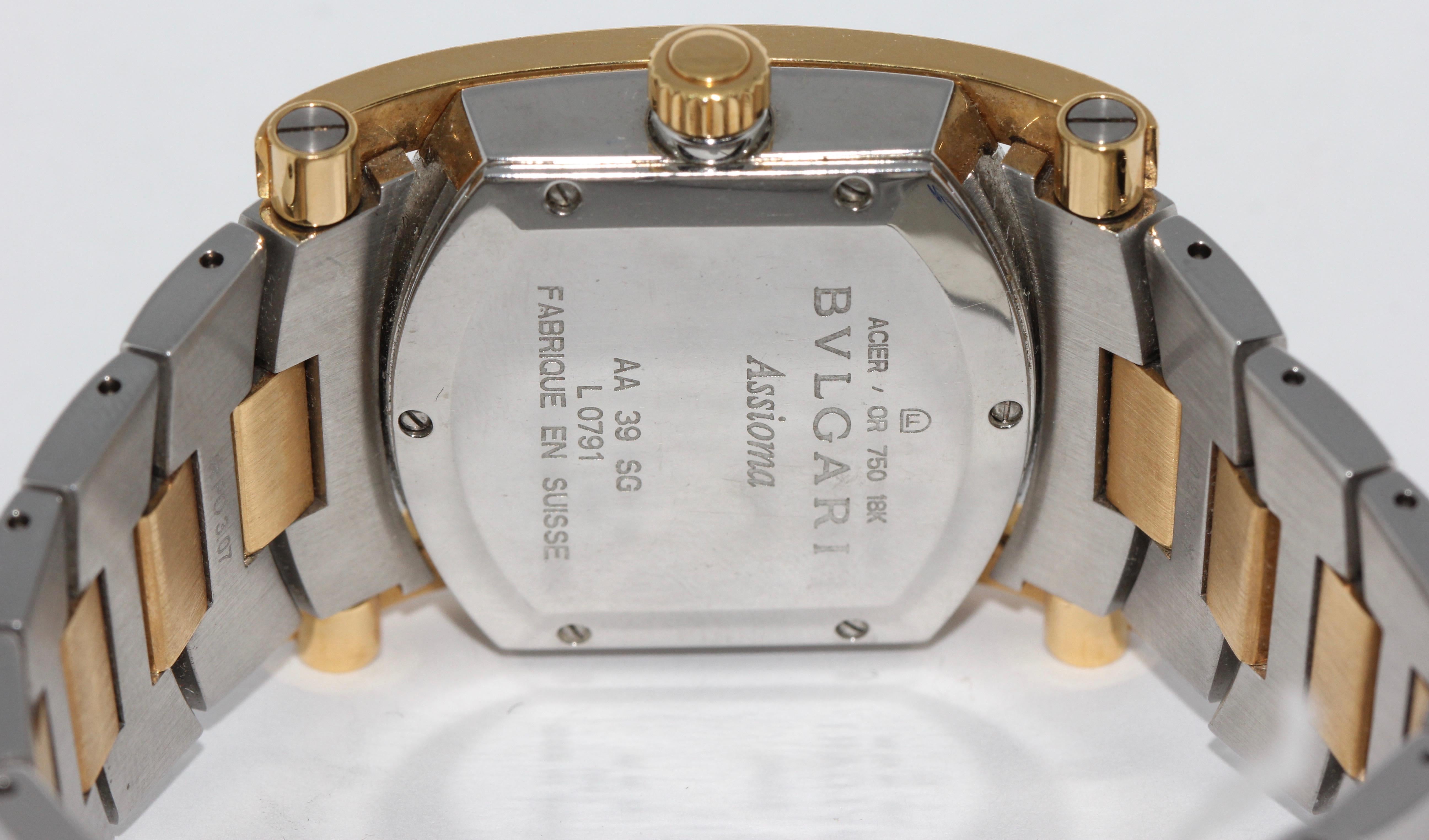 Modern Bulgari Bvlgari Assioma Ladies Wristwatch Steel and 18 Karat Gold, Ref. AA39SG