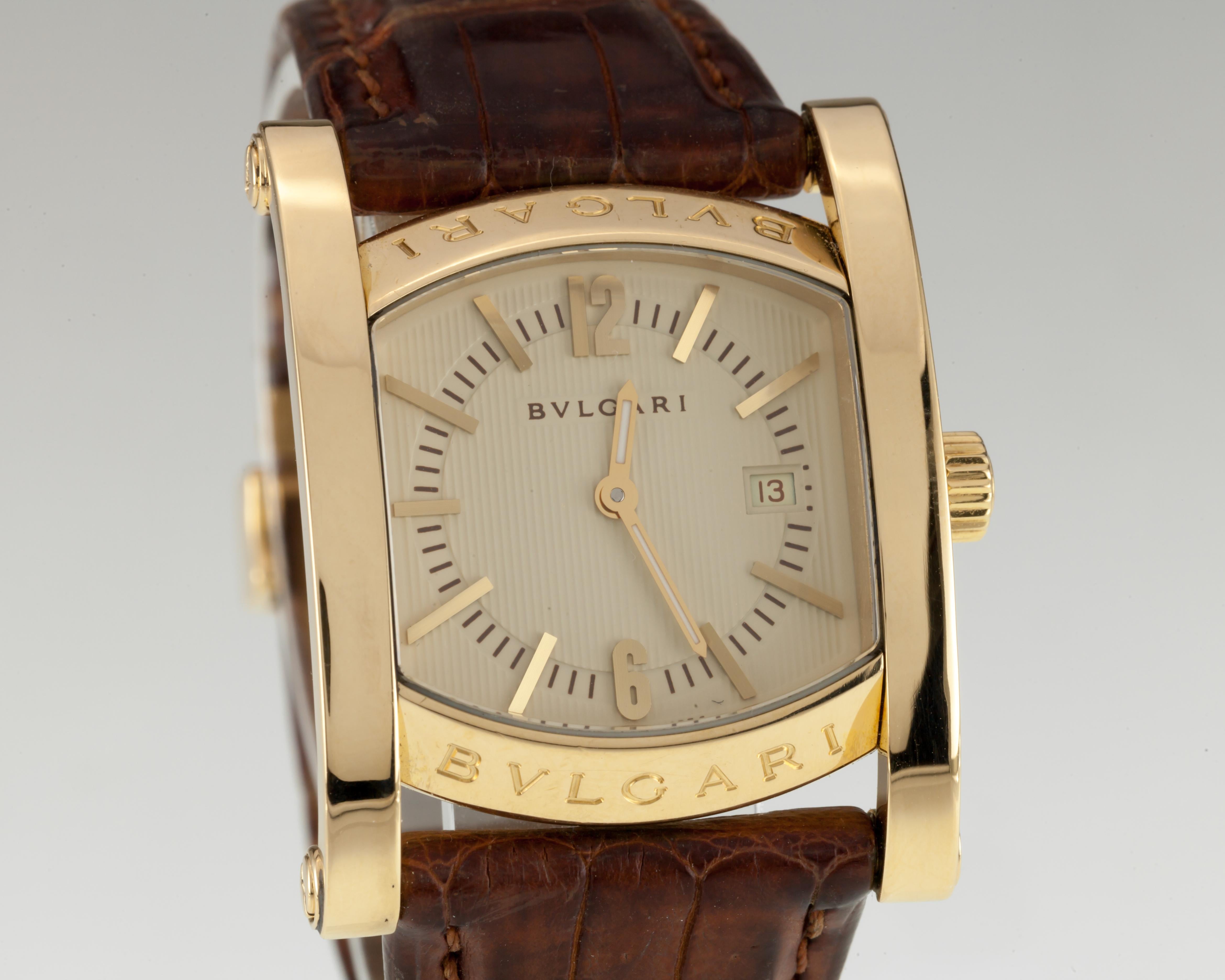 Modern Bulgari Bvlgari Assioma Women's 18k Yellow Gold Quartz Watch w/ Box & Papers 39G