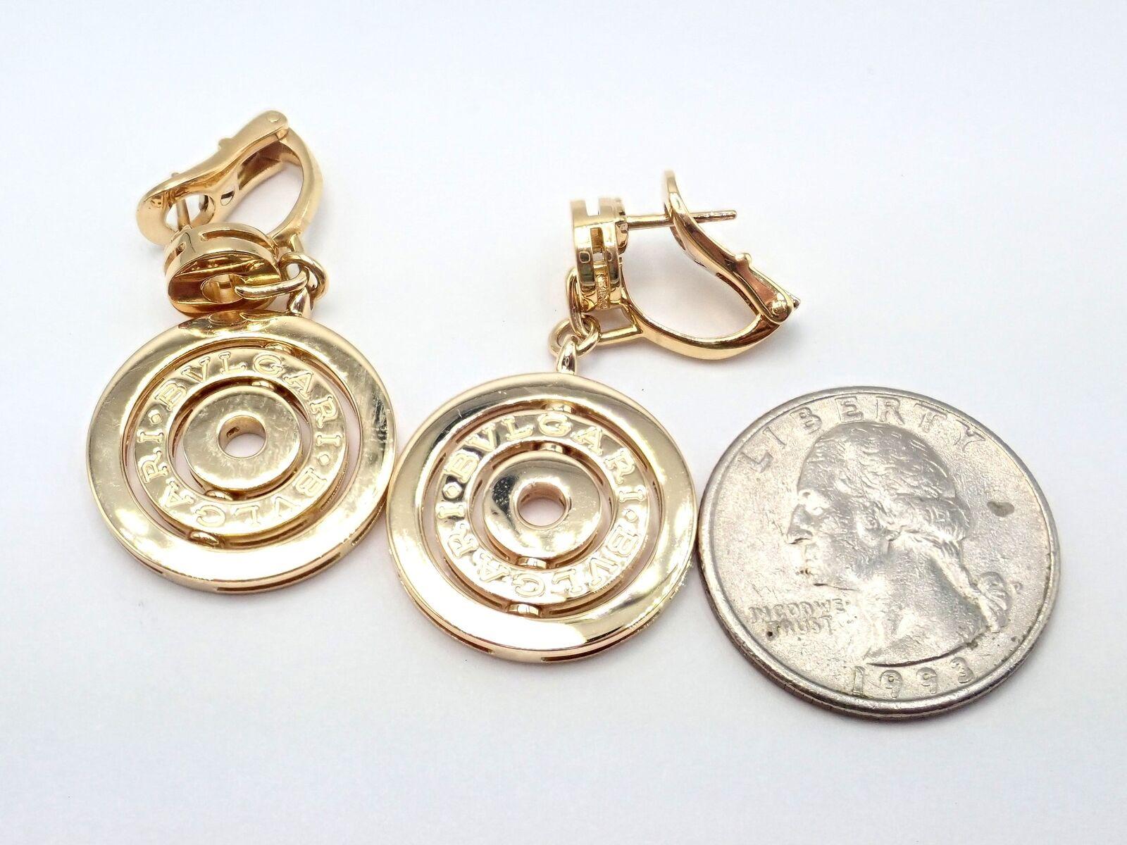 Women's or Men's Bulgari Bvlgari Astrale Cerchi Three Circle Yellow Gold Drop Earrings For Sale