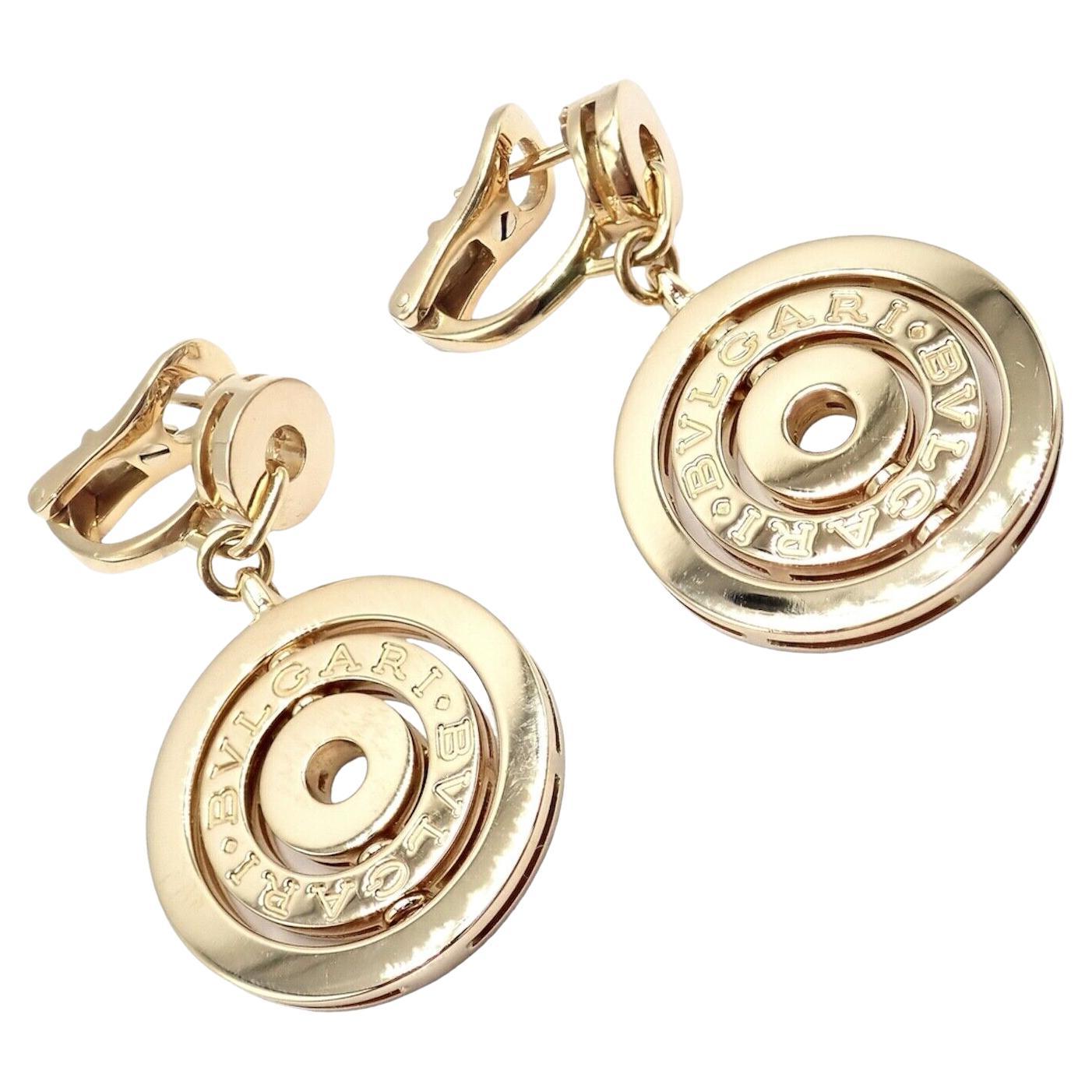 Bulgari Bvlgari Astrale Cerchi Three Circle Yellow Gold Drop Earrings For Sale