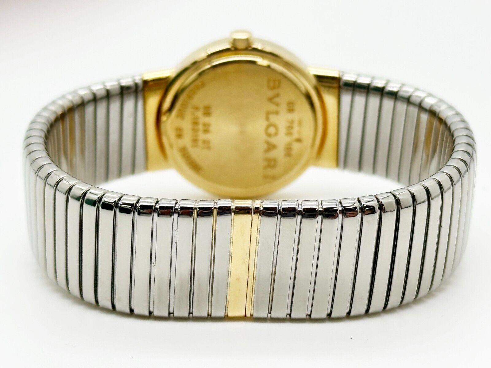 Bulgari BVLGARI BB262 Ladies LVCEA Tubogas 18K Yellow Gold Stainless Steel In Excellent Condition For Sale In San Diego, CA