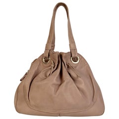 Bulgari Bvlgari Beige Leather Tote Bag with Drawstring Detail