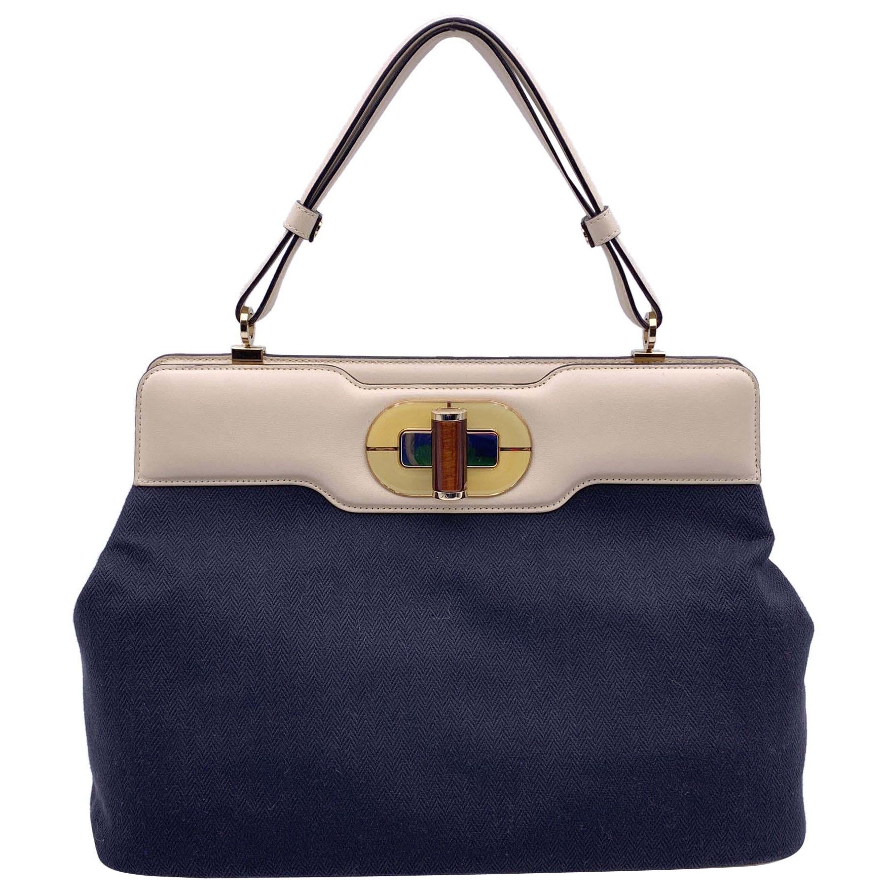 Bulgari Bvlgari Black Canvas and Leather Isabella Rossellini Bag