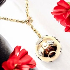 Bulgari Bvlgari Butterfly Globe Pendant Link Chain Yellow Gold Necklace