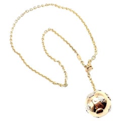 Bulgari Bvlgari Butterfly Globe Pendant Link Chain Yellow Gold Necklace