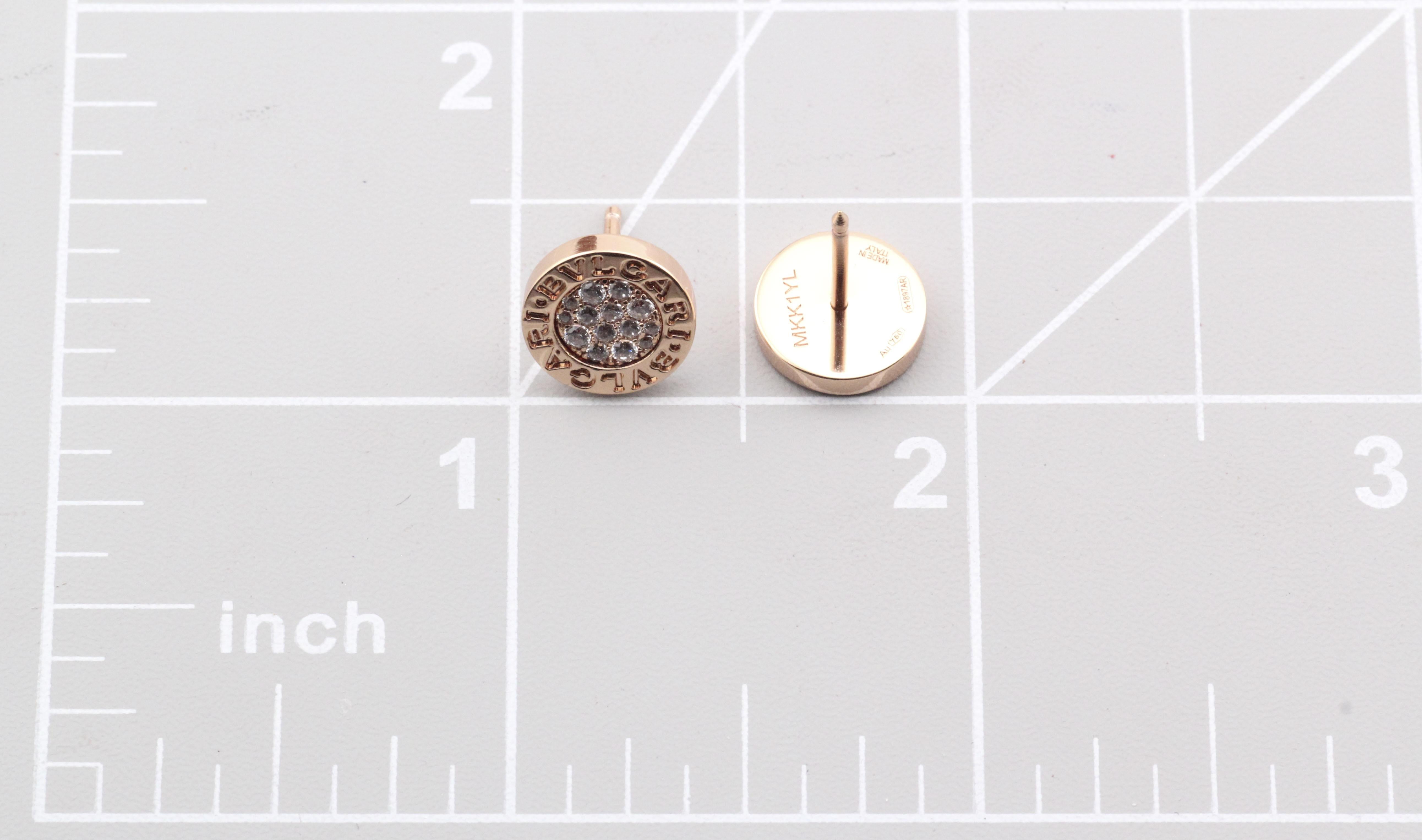 Bulgari Bvlgari Bvlgari Diamond 18k Rose Gold Stud Earrings 1