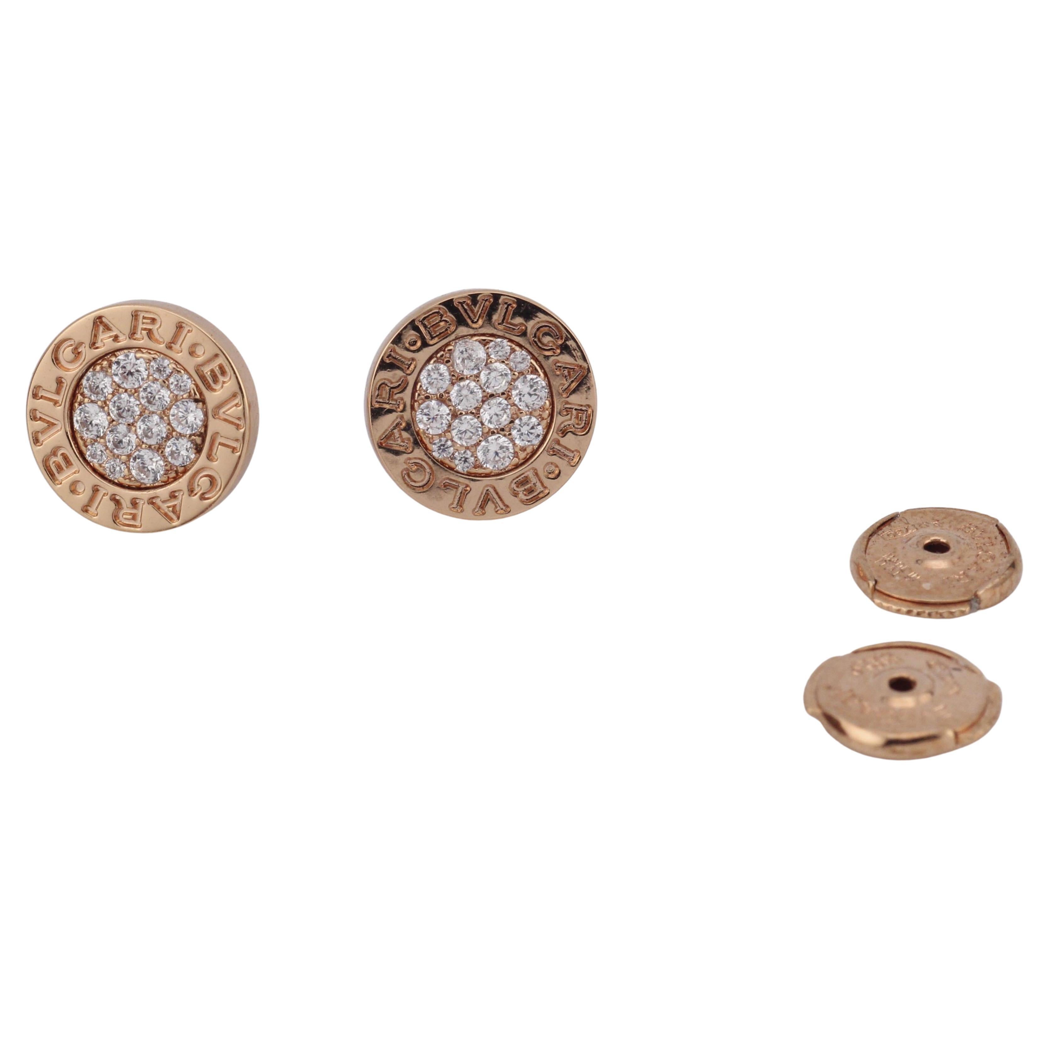 Bulgari Bvlgari Bvlgari Diamond 18k Rose Gold Stud Earrings