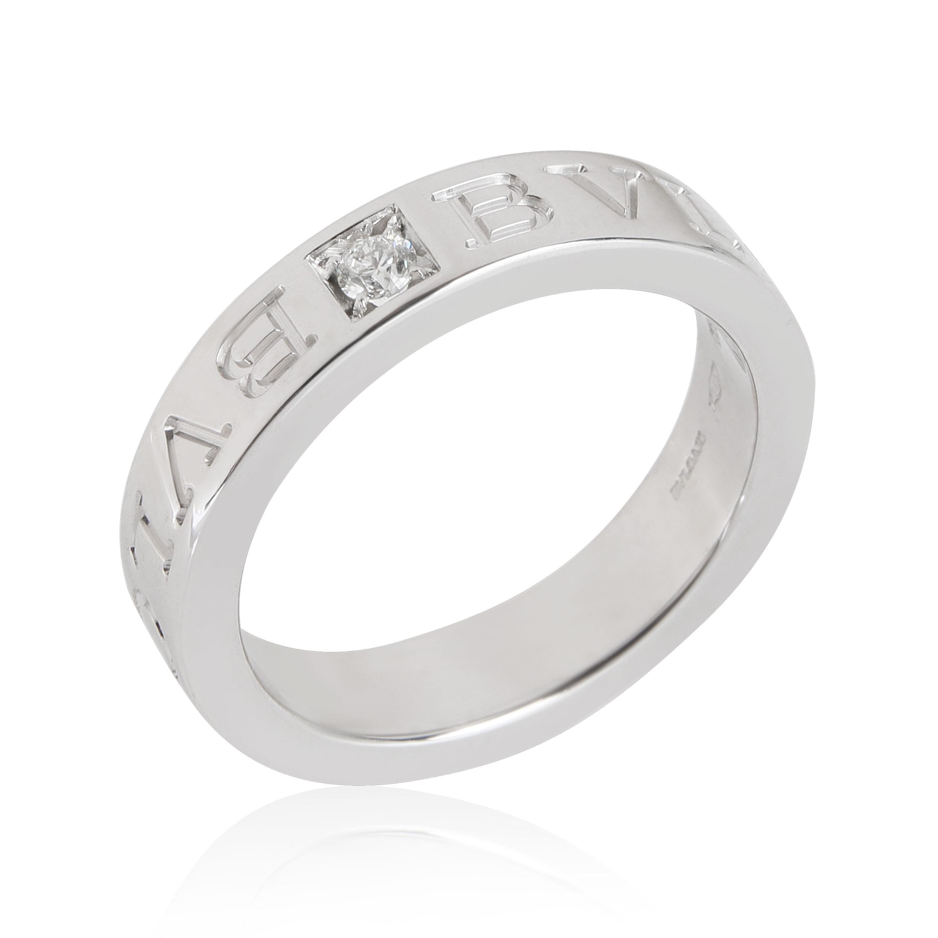 Bulgari Bvlgari Diamond Band in 18kt White Gold 0.02 CTW In Excellent Condition For Sale In New York, NY