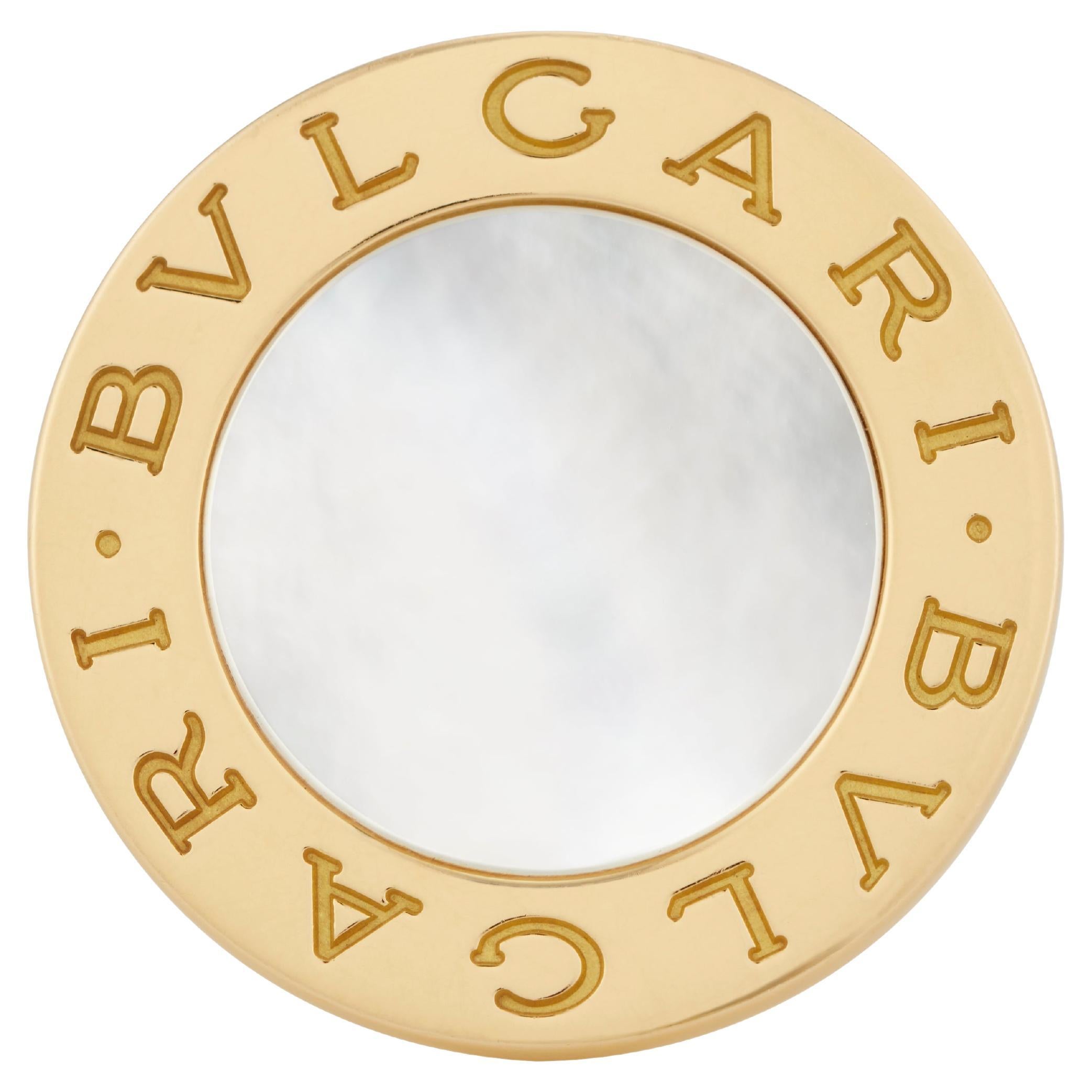 Bulgari 'Bvlgari Bvlgari' Mother of Pearl Large Version Ring in 18K Yellow Gold For Sale