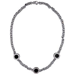Bulgari BVLGARI BVLGARI Onyx Iconic Disc Triple Motif 18K White Gold Necklace