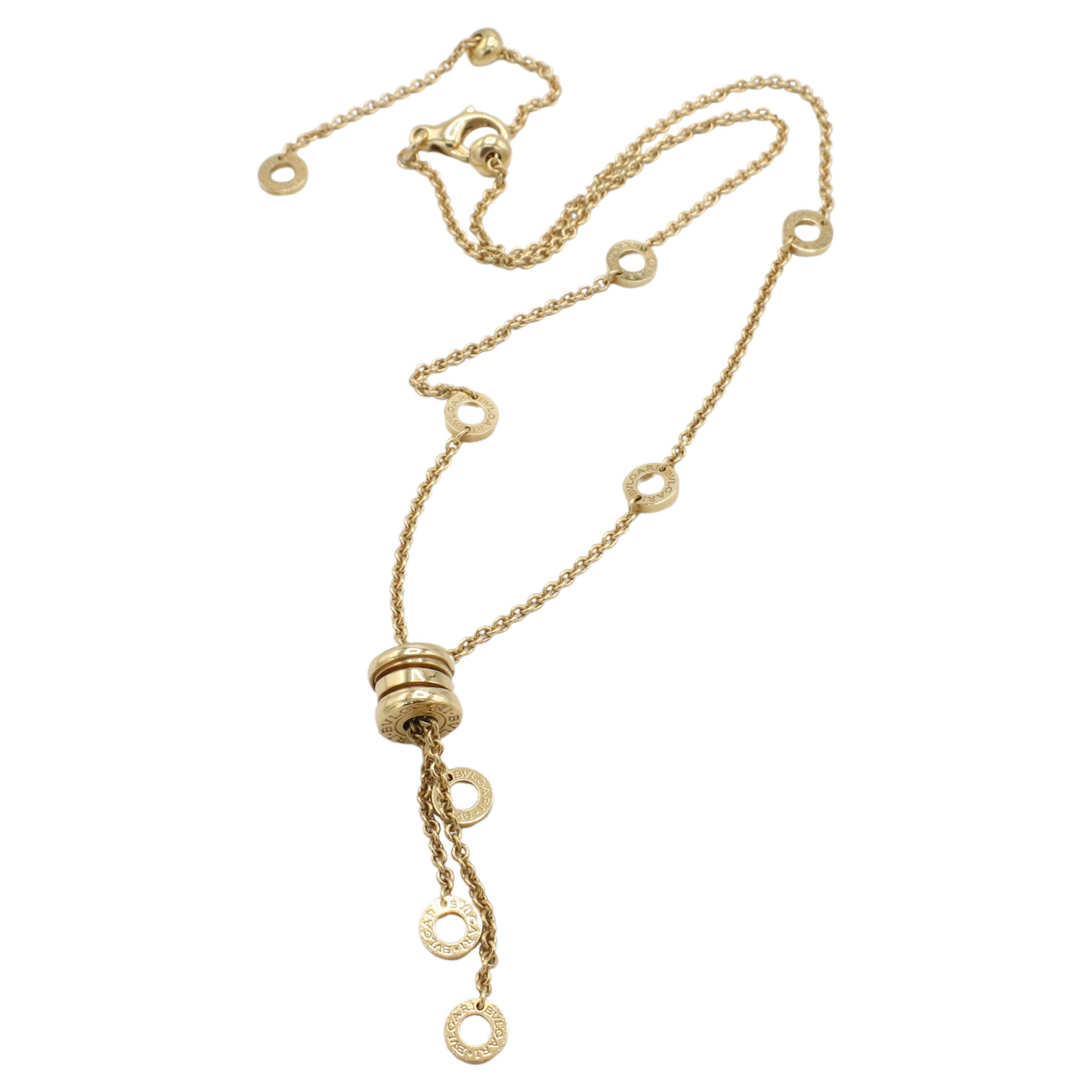 Bulgari Bvlgari B.Zero1 18 Karat Yellow Gold Drop Necklace  In Excellent Condition For Sale In  Baltimore, MD