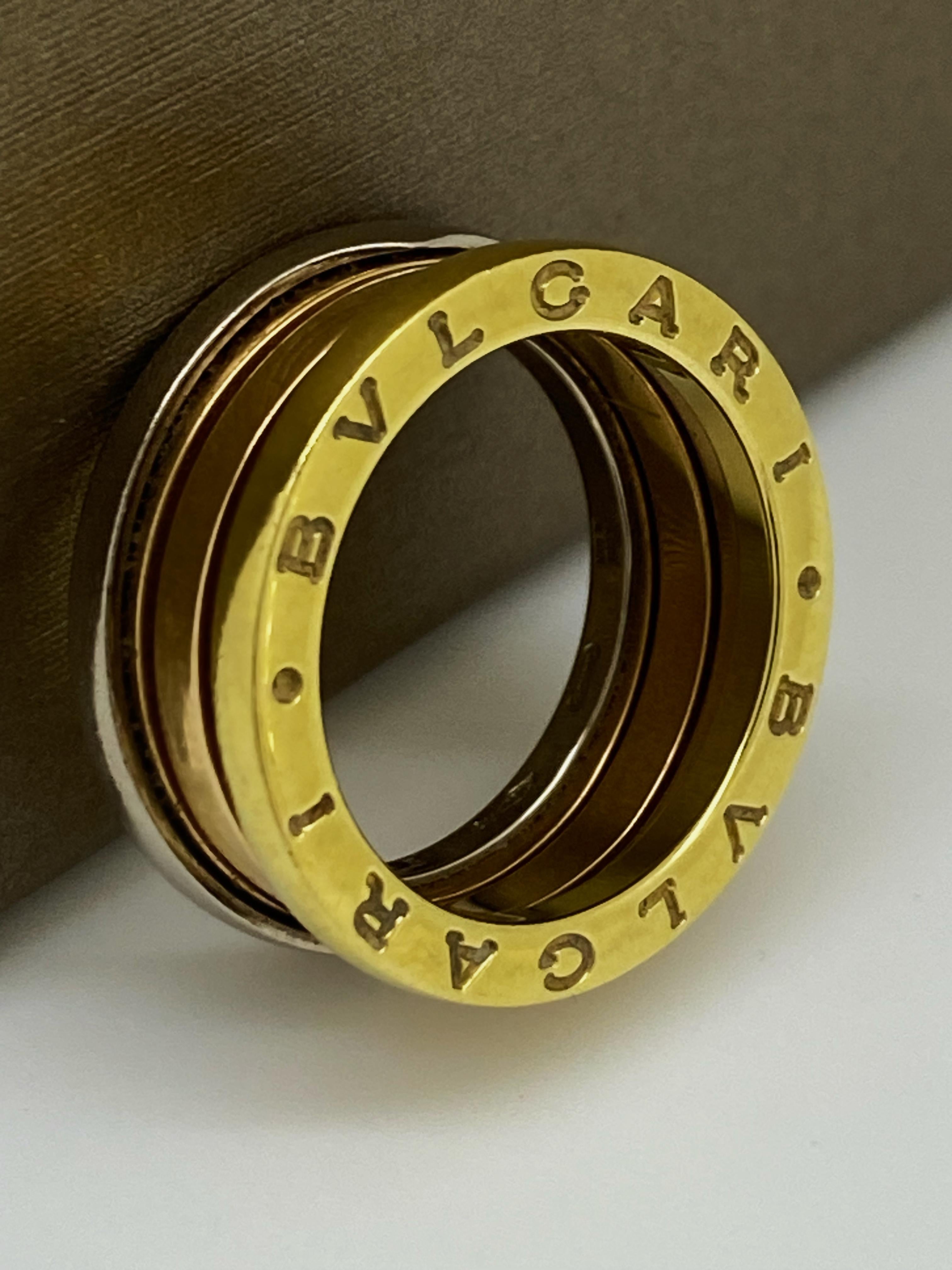Women's or Men's Bulgari (BVLGARI) B.Zero1 18K Tri-Colour Gold Band / Ring, size 53 (6) + Box