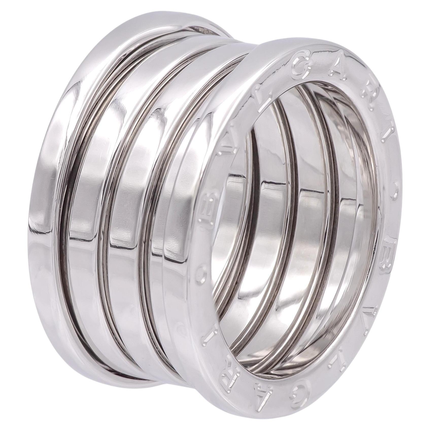 Bulgari Bvlgari B.zero1 18K White Gold 4-Row Band Ring Size 53 (6.5) For Sale