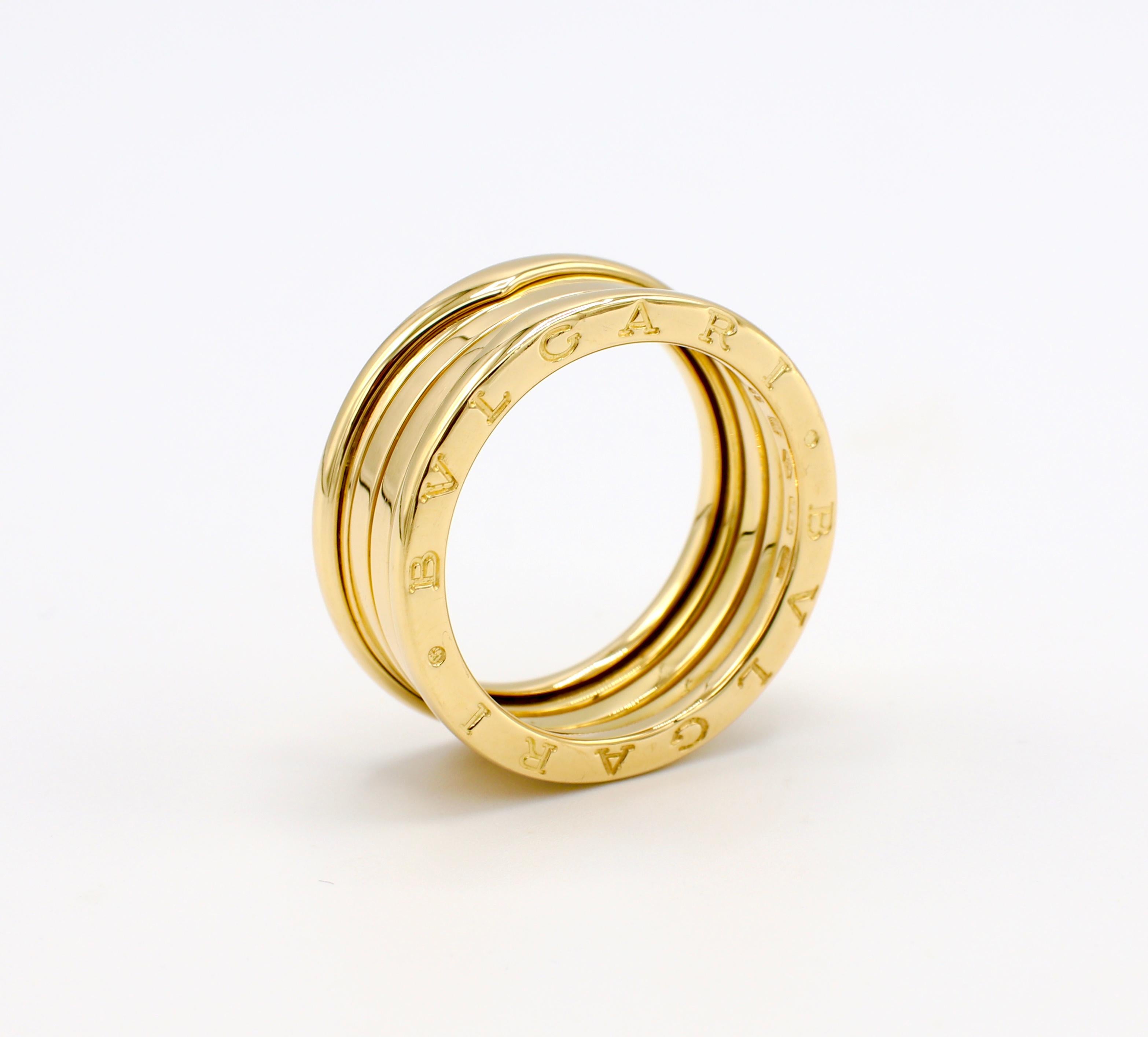 Modern Bulgari Bvlgari B.Zero1 18 Karat Yellow Gold 3 Band Ring