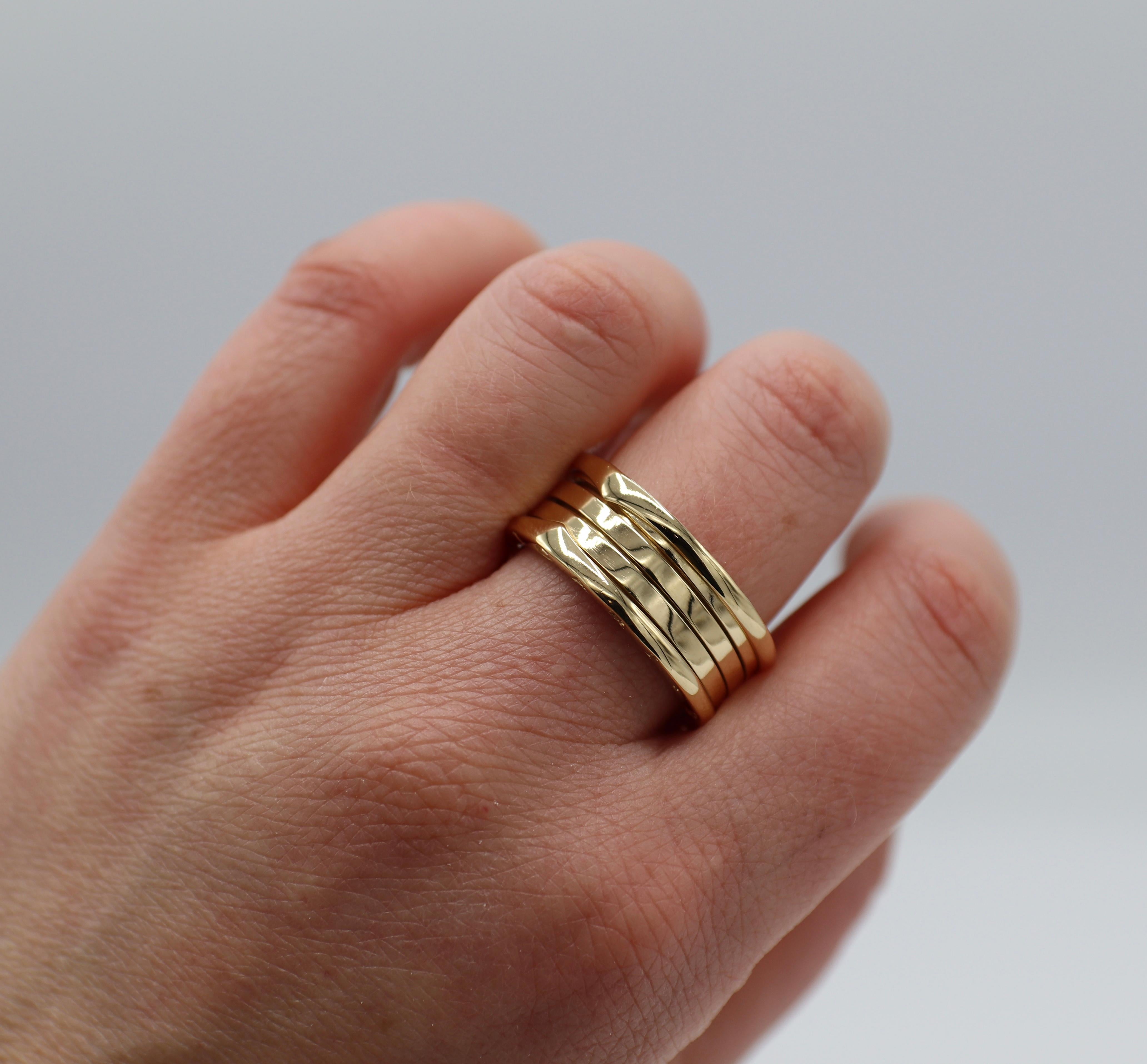 Bulgari Bvlgari B.Zero1 18 Karat Yellow Gold 3 Band Ring In Excellent Condition In  Baltimore, MD