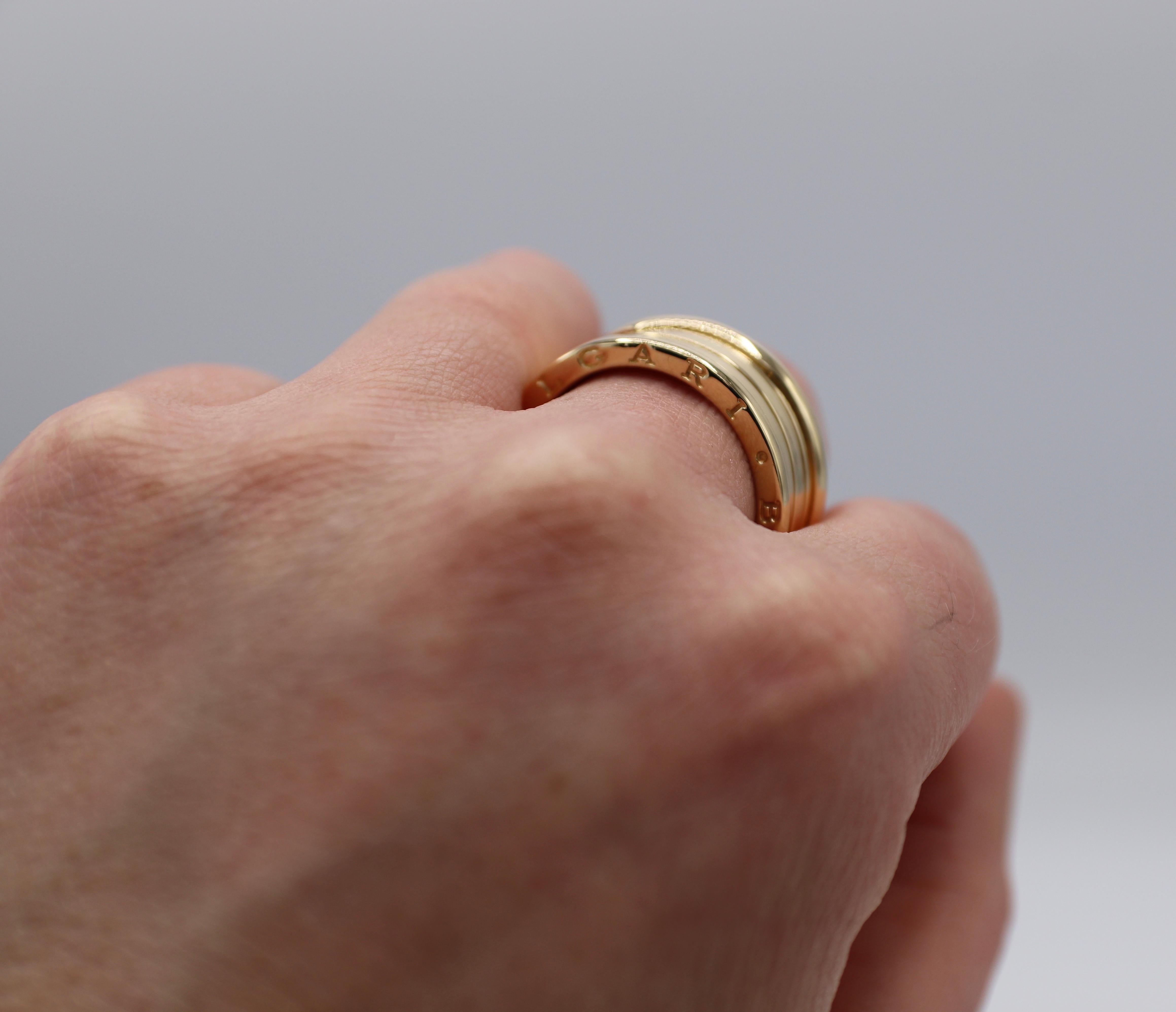 Women's or Men's Bulgari Bvlgari B.Zero1 18 Karat Yellow Gold 3 Band Ring
