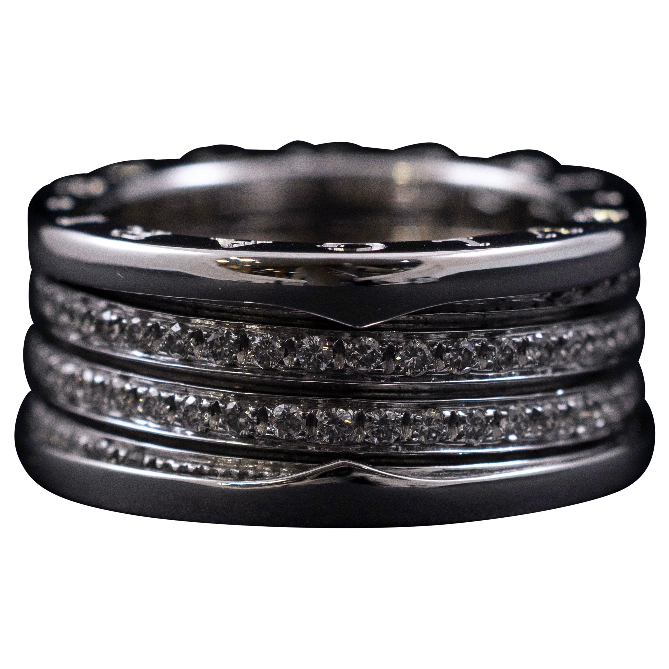 Bulgari Bvlgari B.Zero1 Diamond 18K White Gold Four-Band Ring