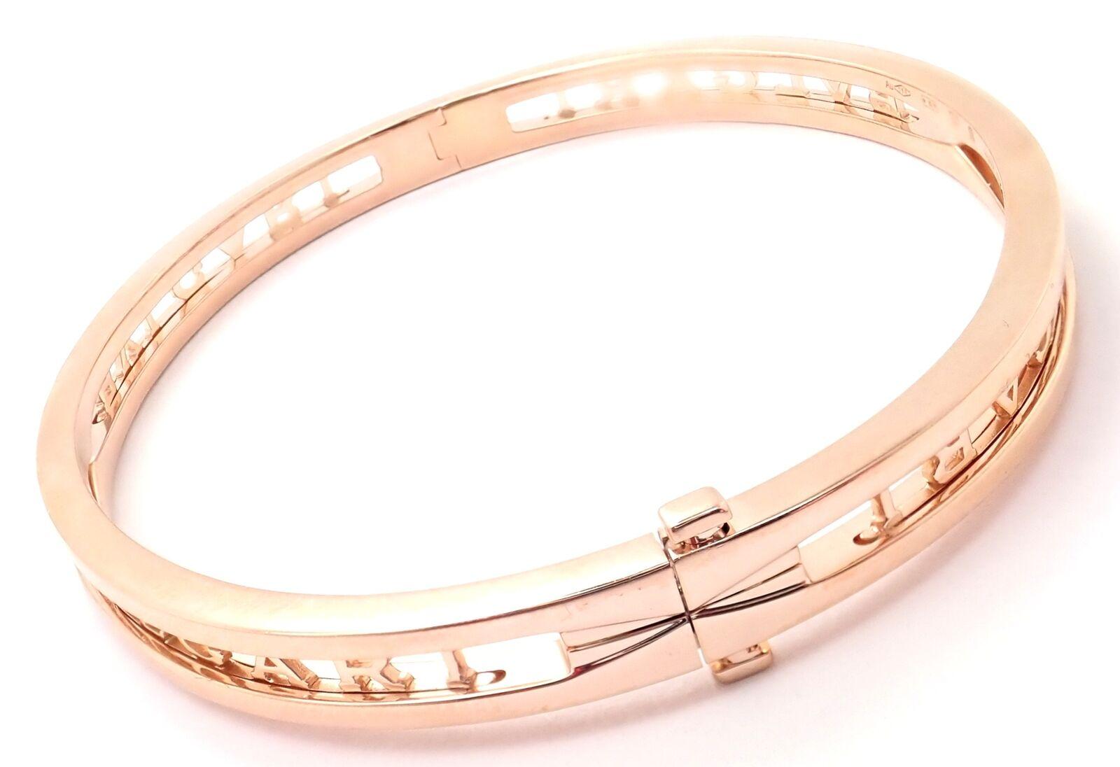 18k Rose Gold B-Zero B.Zero1 Medium Bangle Bracelet by Bulgari.
Details: 
Length: 6.7