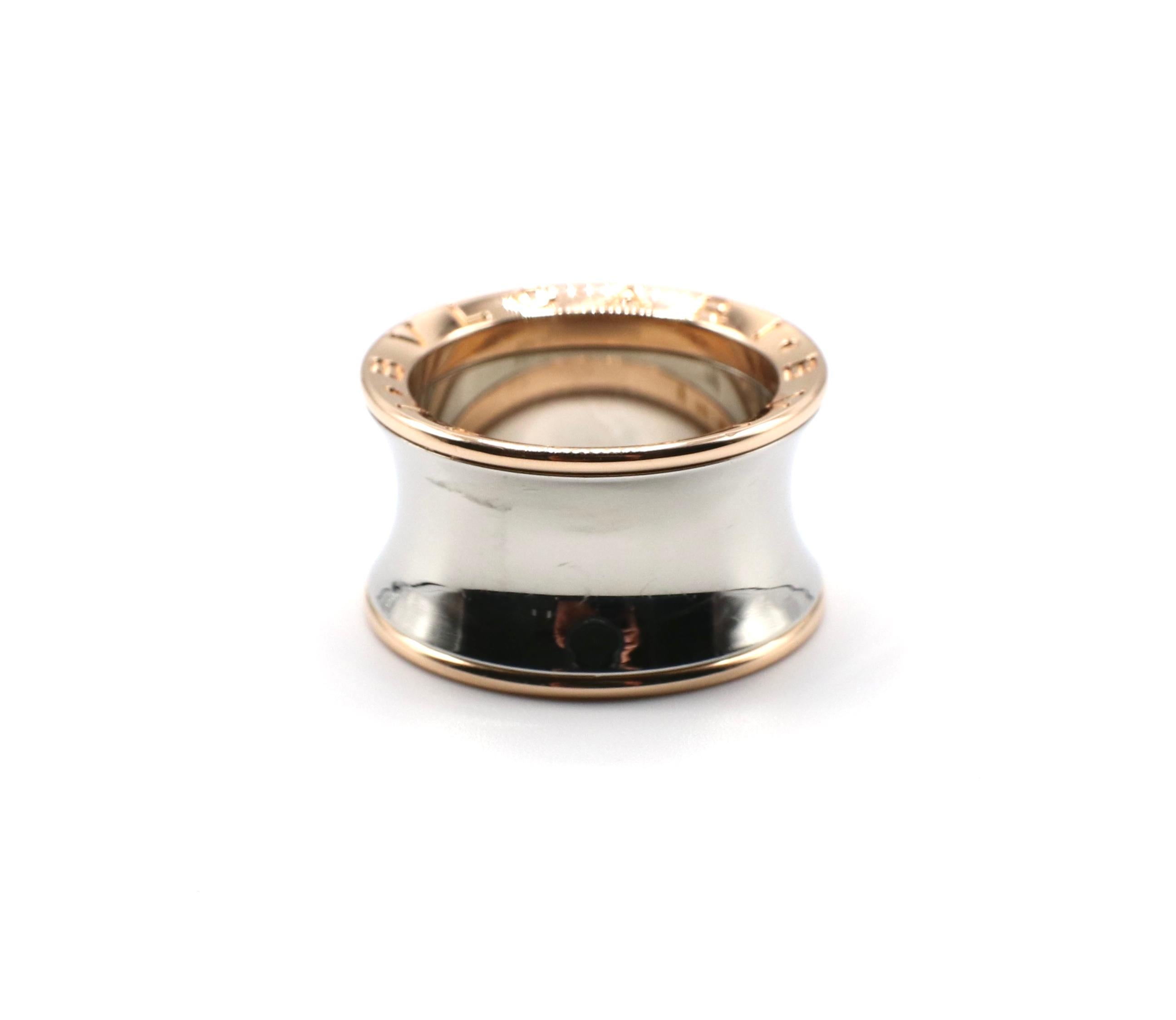 Contemporary Bulgari Bvlgari B.Zero1 Pink Gold and Steel Band Ring