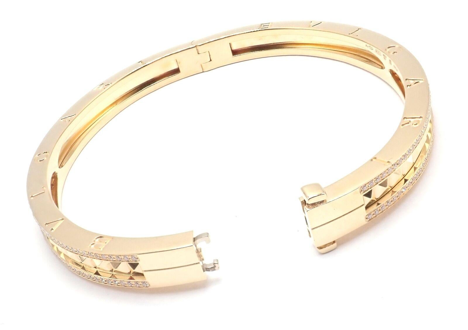 Bulgari Bvlgari B.Zero1 Rock Diamond Yellow Gold Bangle Bracelet en vente 7