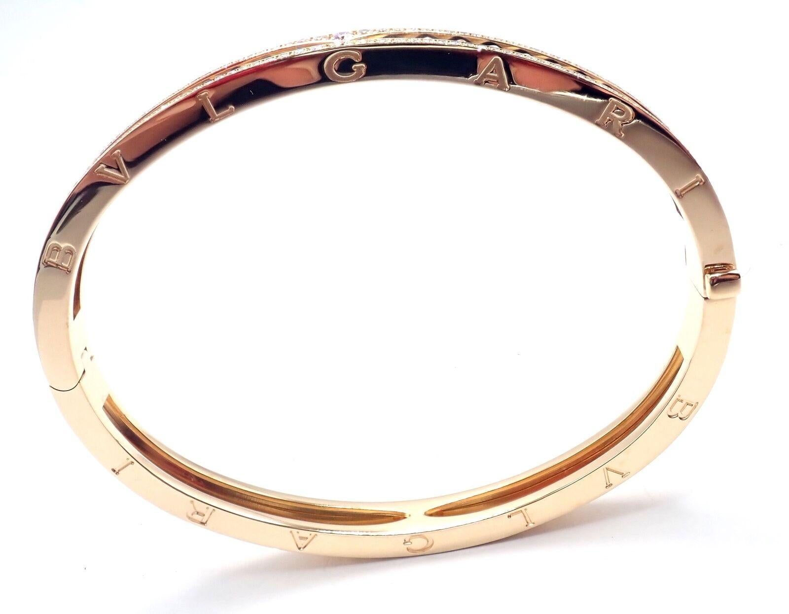 Bulgari Bvlgari B.Zero1 Rock Diamond Yellow Gold Bangle Bracelet Unisexe en vente