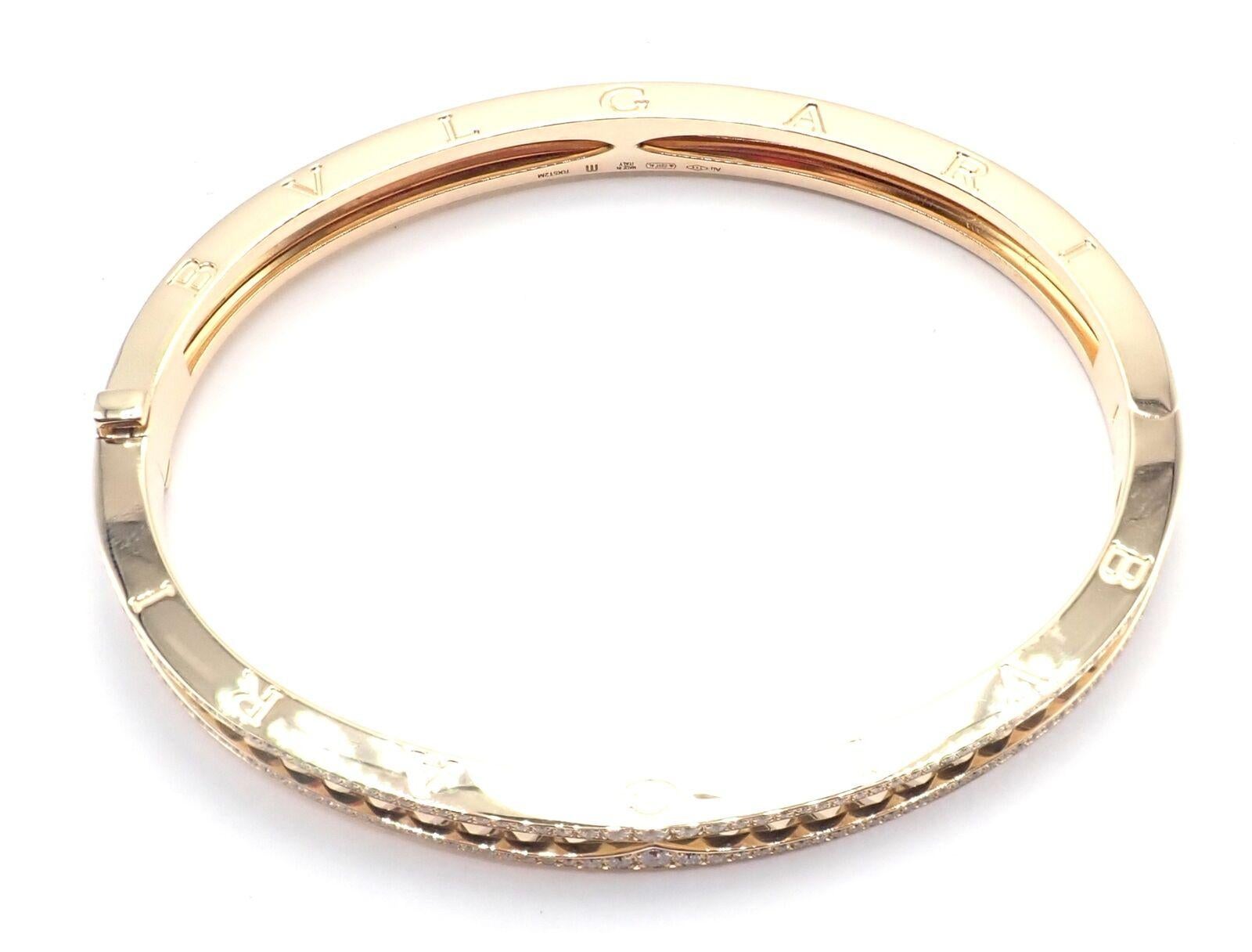 Bulgari Bvlgari B.Zero1 Rock Diamond Yellow Gold Bangle Bracelet en vente 4