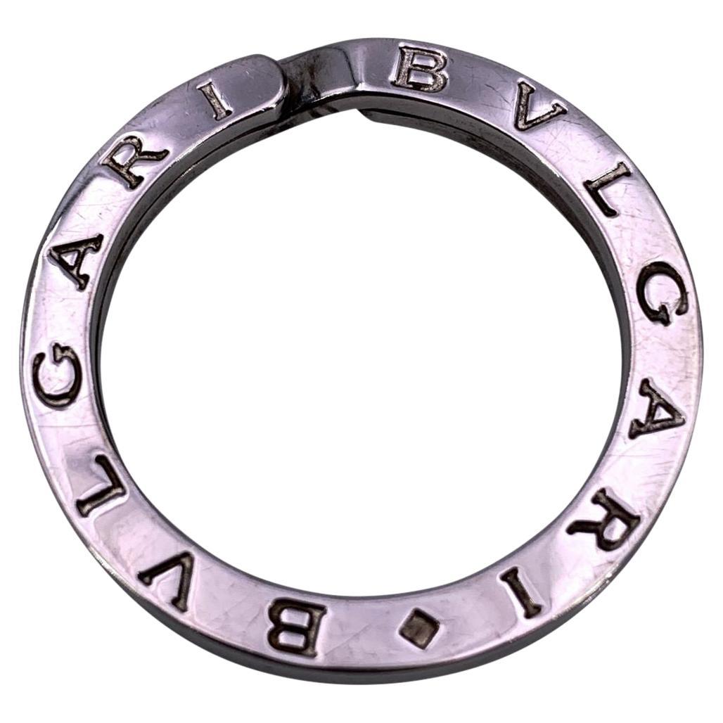 Bulgari Bvlgari Classic Round Silver Metal Engraved Logo Key Ring