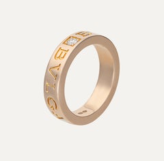Bulgari (Bvlgari) Diamond 18 kt Rose Gold Band Ring original box and certificate