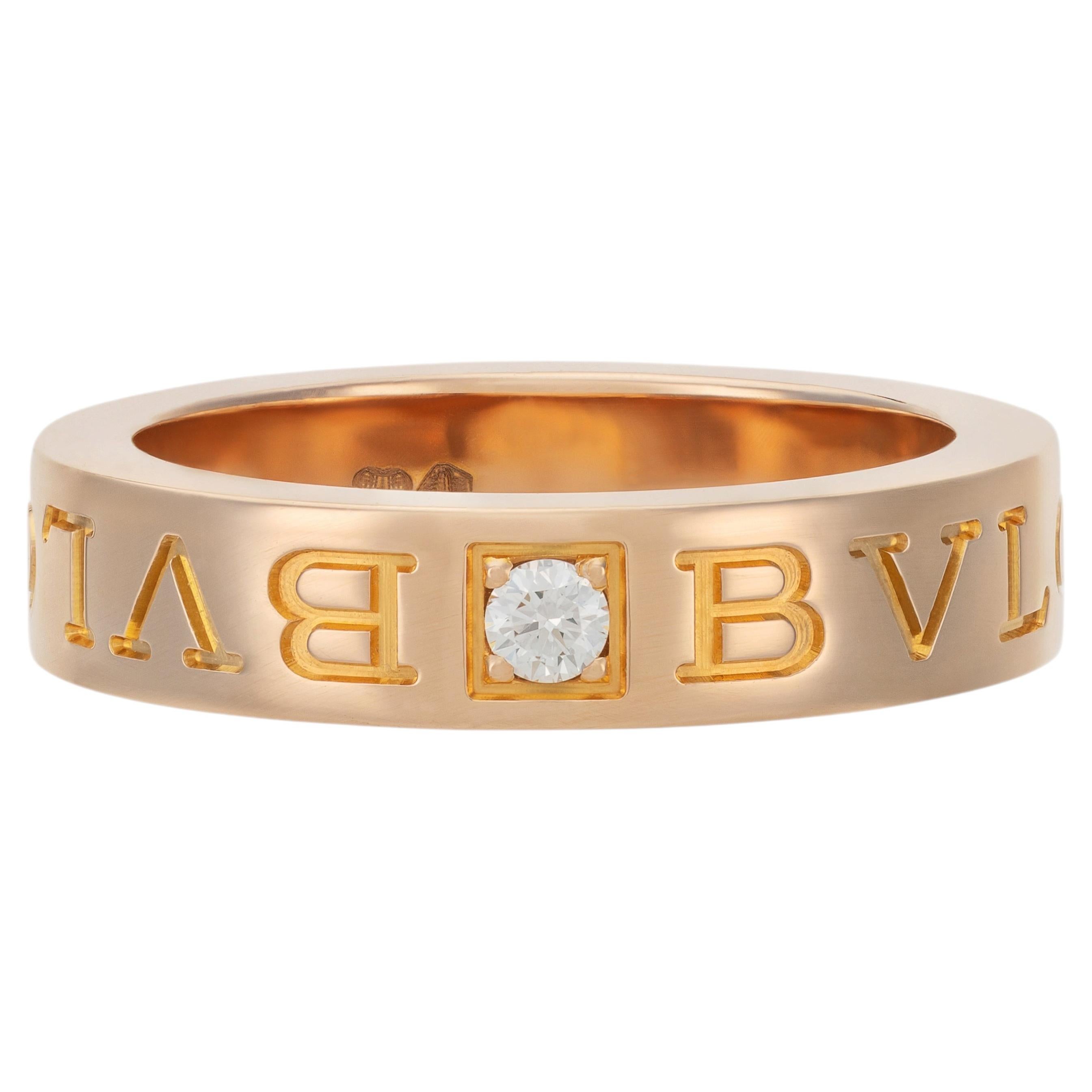 Bague Bulgari (Bvlgari) en or rose 18 carats sertie de diamants, avec boîte d'origine et certificat en vente