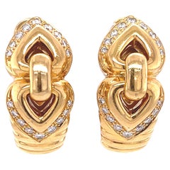Bulgari 'Bvlgari' Diamond and Yellow Gold Earrings