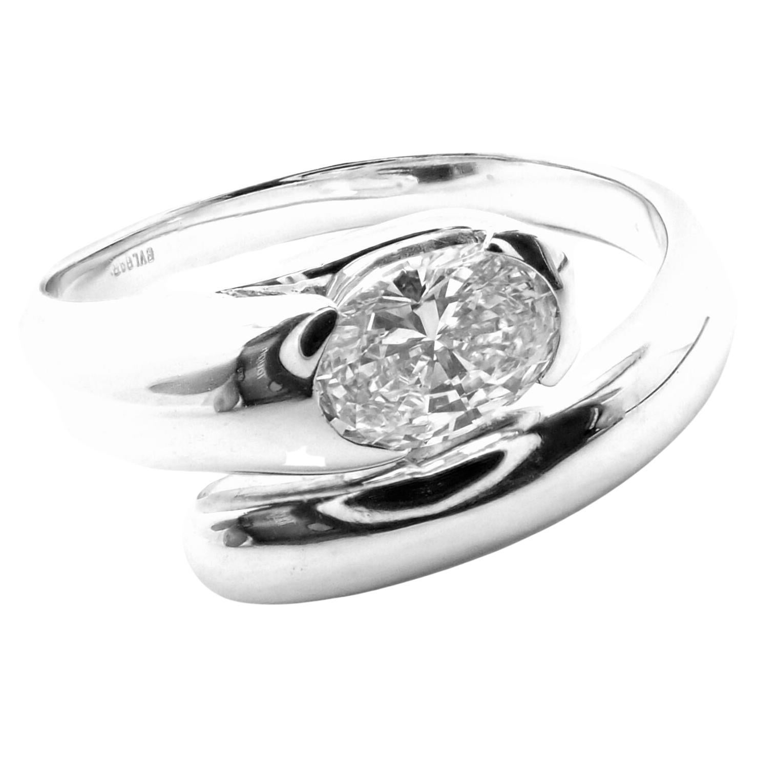 Bulgari Bvlgari Diamond Bypass White Gold Band Ring For Sale