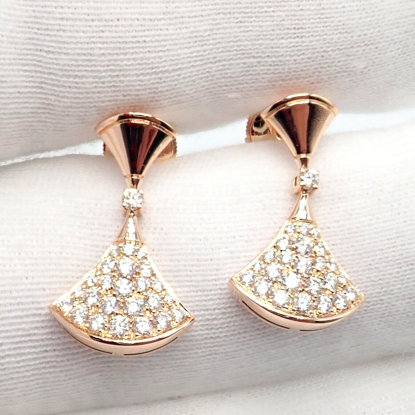 Bulgari Bvlgari Diamond Diva's Dream Rose Gold Drop Earrings In Excellent Condition In Southampton, PA