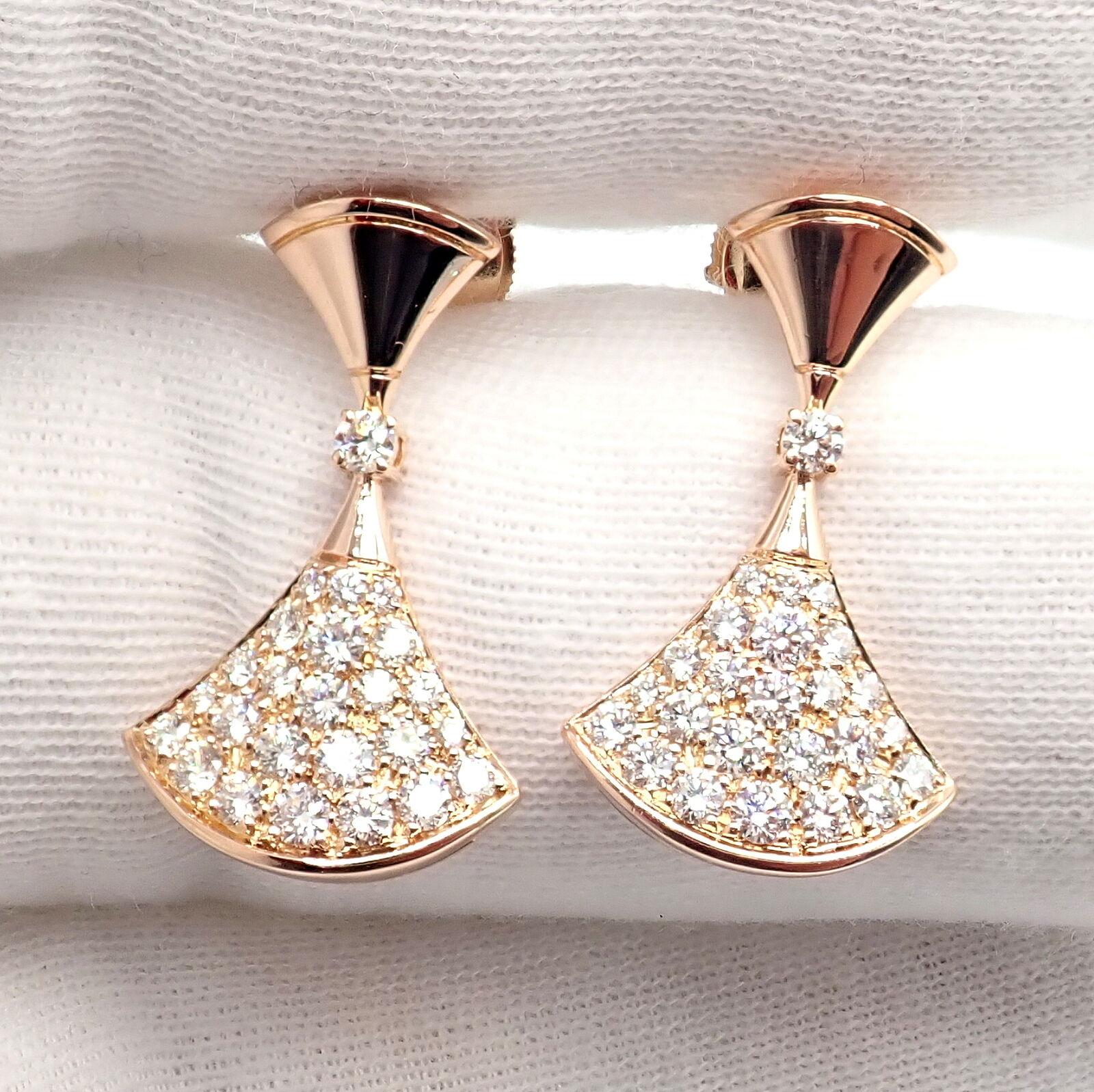 Women's or Men's Bulgari Bvlgari Diamond Diva's Dream Rose Gold Drop Earrings