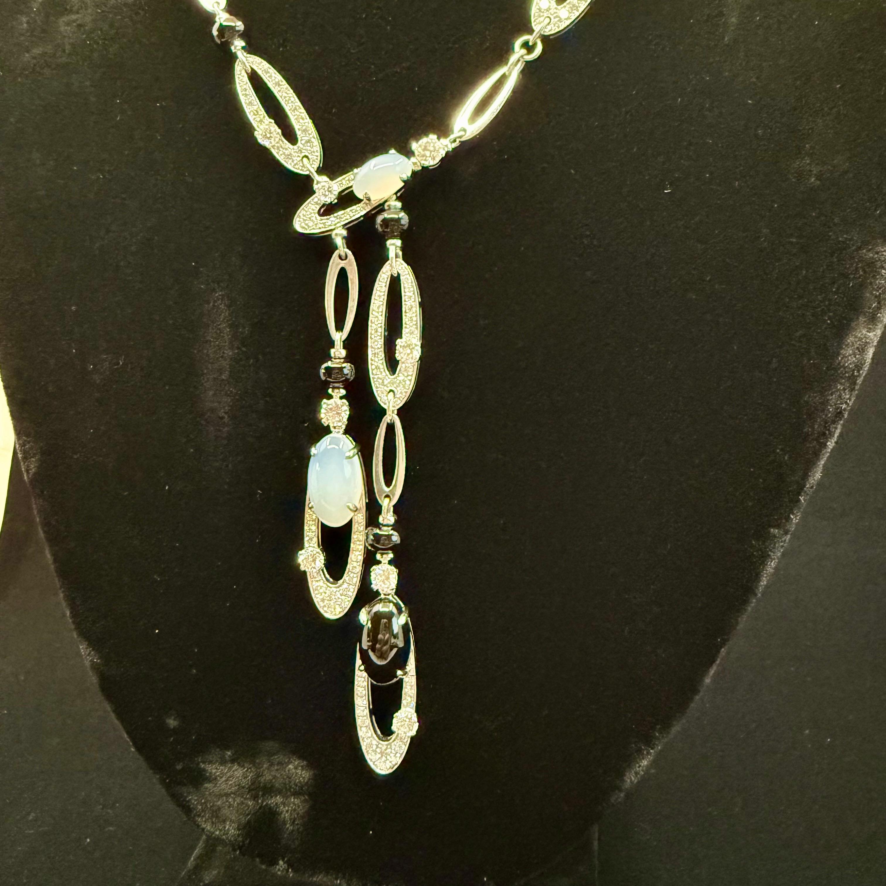 BULGARI BVLGARI Collana con diamanti, onice e calcedonio Collection'S in vendita 5