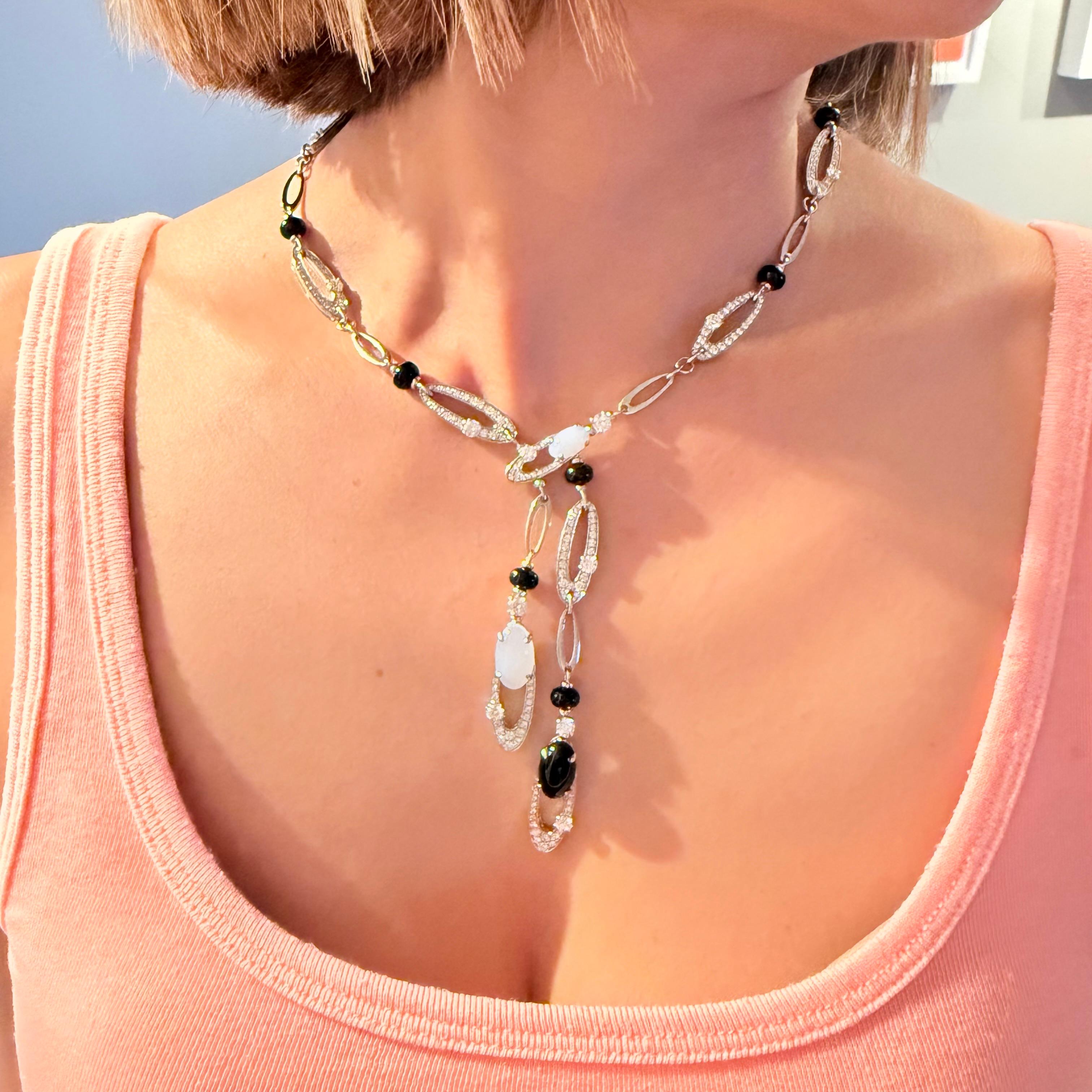 BULGARI BVLGARI Collana con diamanti, onice e calcedonio Collection'S in vendita 1